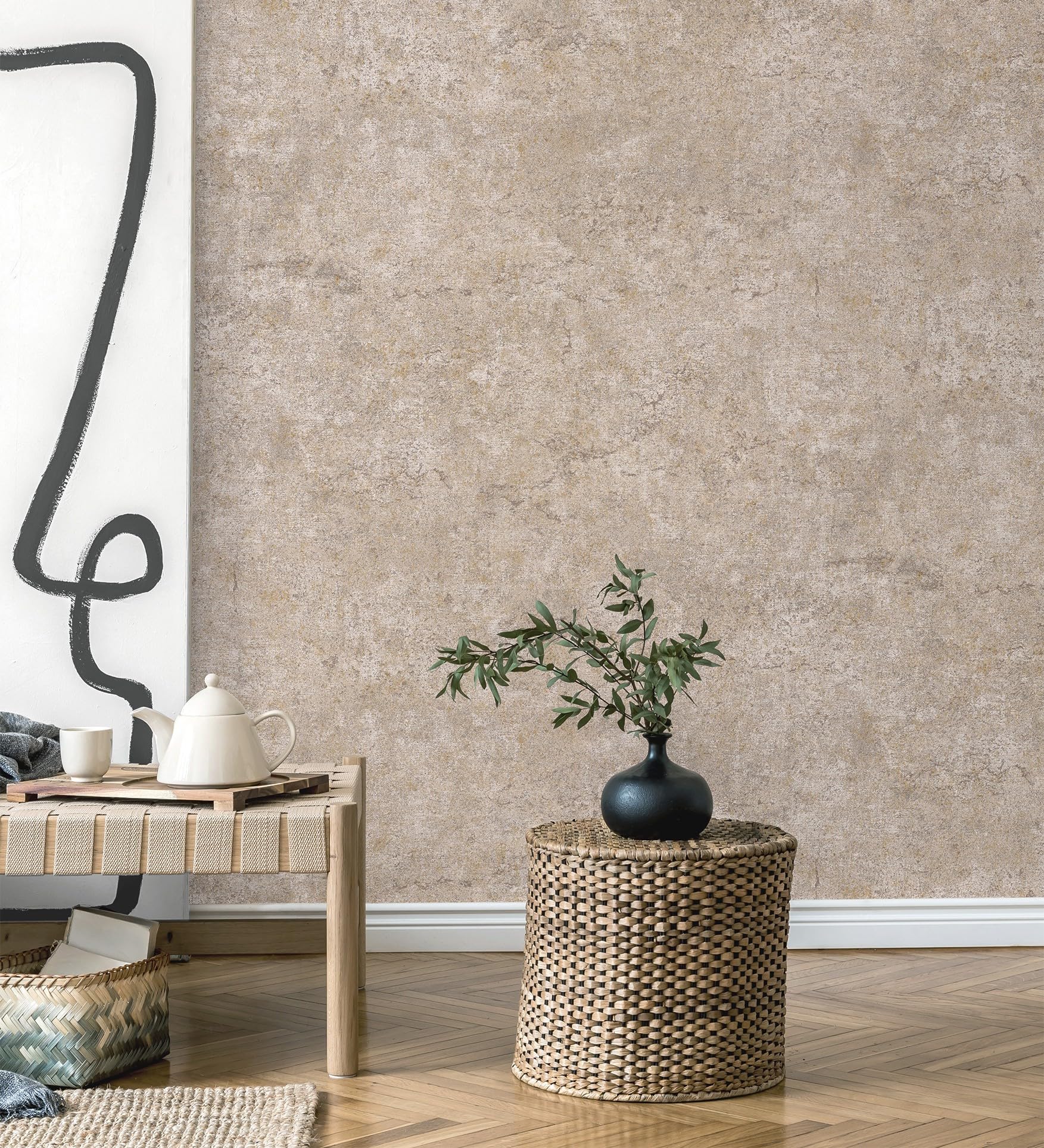 GAULAN 681868 Papier peint vinyle écologique effet pierre naturelle texturisé sable ton beige pour mur salon cuisine bain chambre couloir meuble - Rouleaux de 10 m x 0,52 m