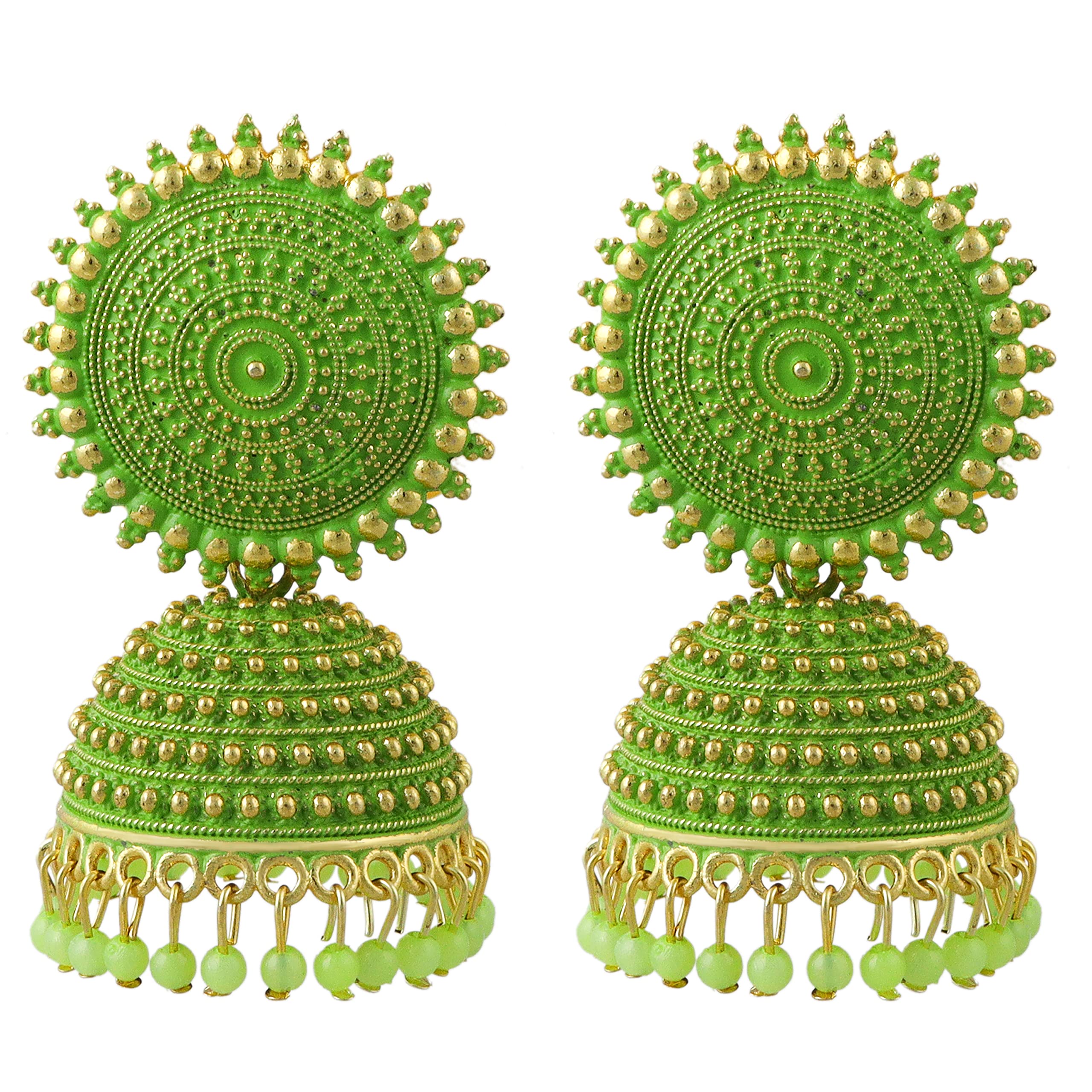 Fashion FrillWomen's Jewellery Earrings For Women Traditional Gold Plated Floral Golden Pink Jhumkas Pearl Studded Drop Earrings For Women Gift For Sister