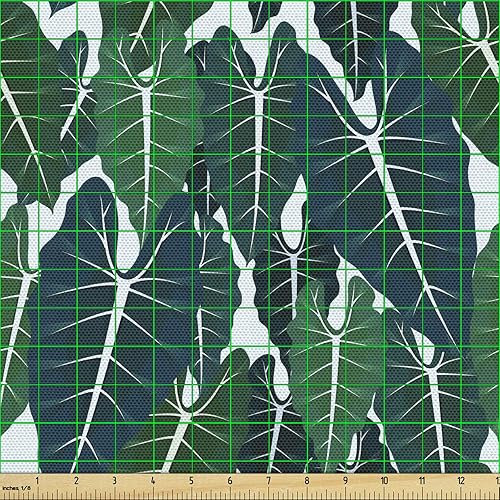 Miniatura 686 de Ambesonne The Yard - Tela de hibisco de flores tropicales en tonos de la vida real, tela decorativa para tapicería, cestas de almacenamiento