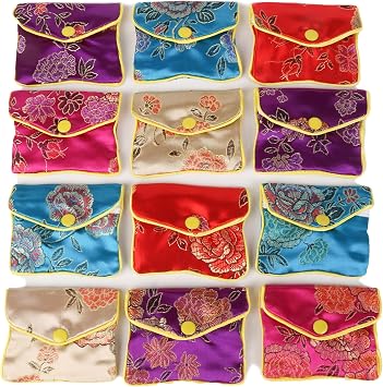 OceeK Travel Jewelry Case,Jewelry Silk Purse Pouch Gift Case, for Women Teen Girl Gifts,Color,Small,15 Pack