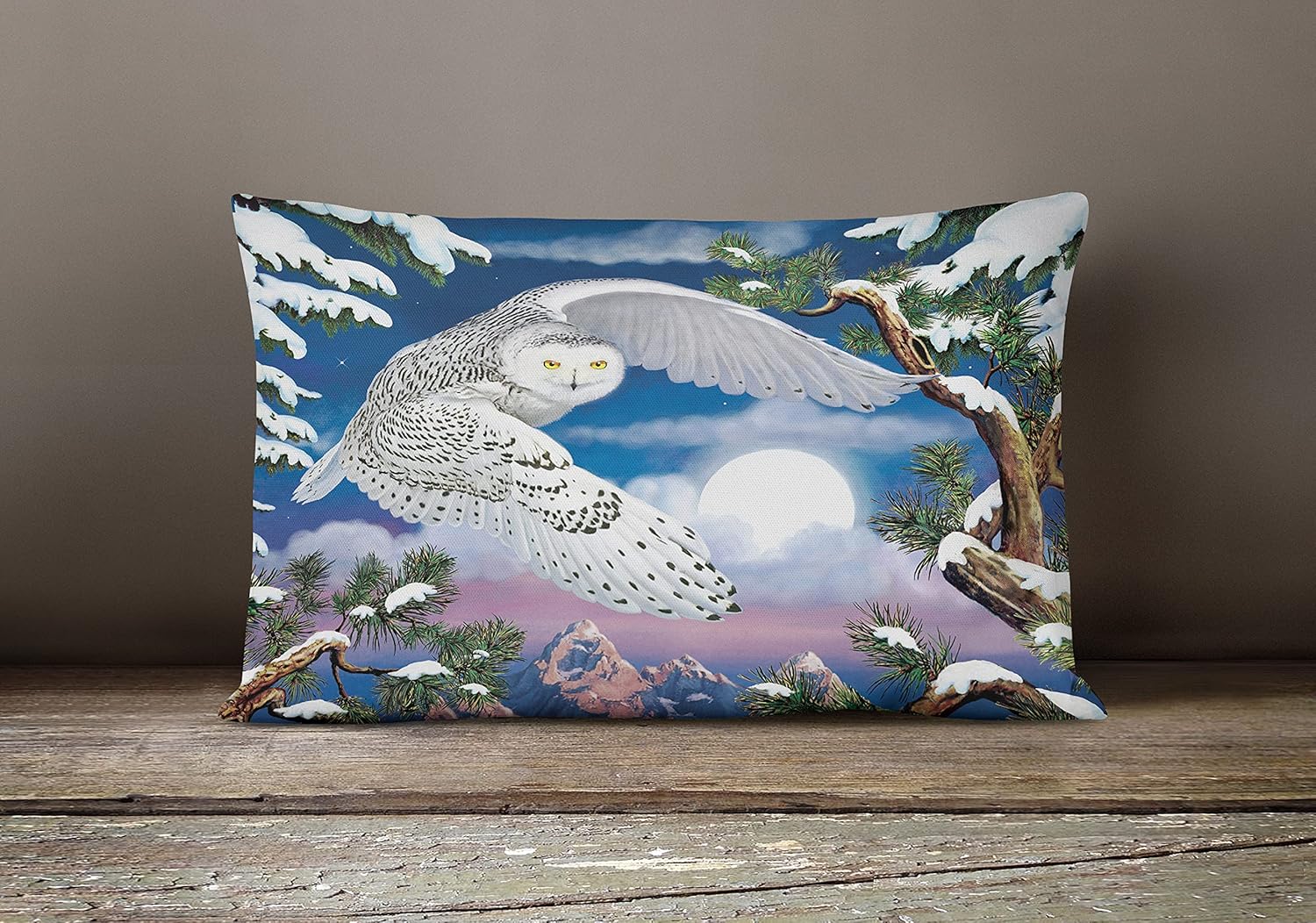 Caroline's Treasures PRS4030PW1216 Snowy Owl Canvas Fabric Decorative Pillow Machine Washable, Indoor Outdoor Decorative Pillow for Couch, Bed or Patio, 12HX16W