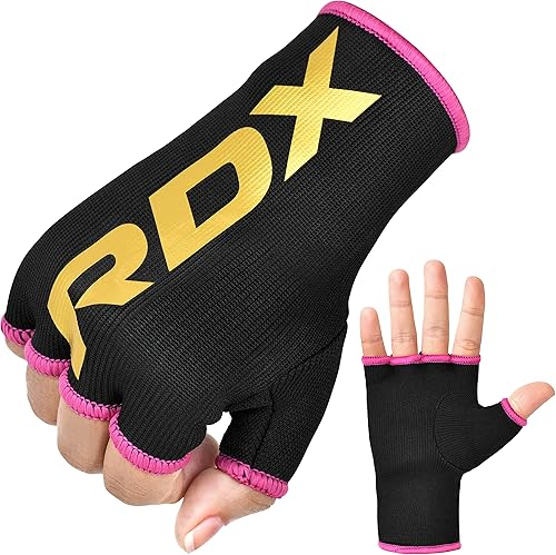 RDX Guantes interiores de boxeo para hombres y mujeres, vendajes elásticos de medio dedo, protección de puño debajo de los mitones, Muay Thai,