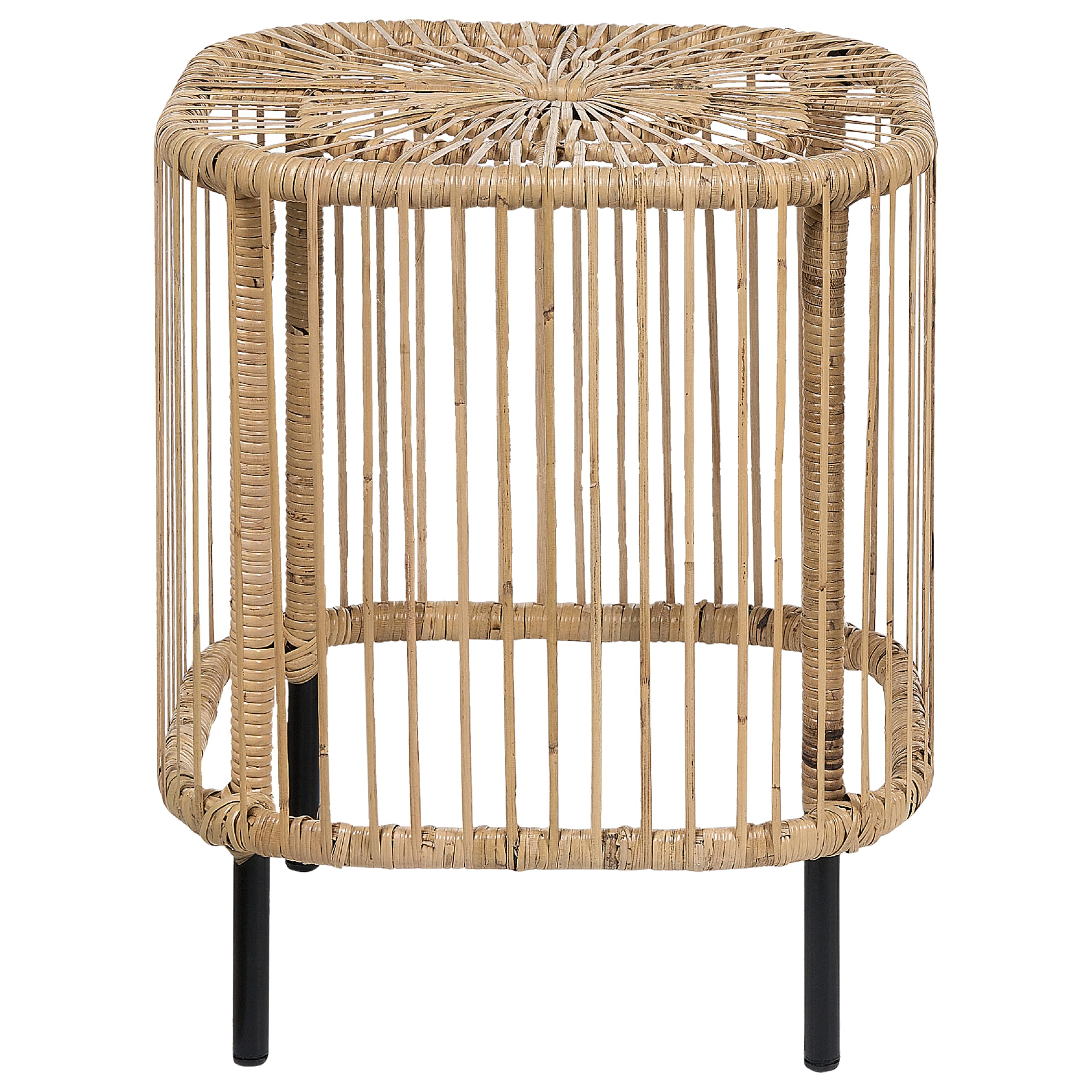 Zestaw dwóch stolików kawowych ogrodowych rattanowy metalowe żelazne nóżki boho naturalny Cesantica
