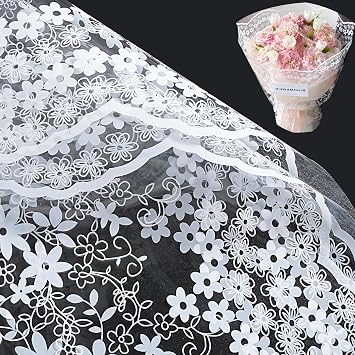 RUSPEPA 20 Sheets Flower Wrapping Paper - Lace Cellophane Plastic Packaging - Waterproof Floral Bouquet Wrapping Paper - Florist Supplies Packaging for Birthday, Wedding and DIY Crafts