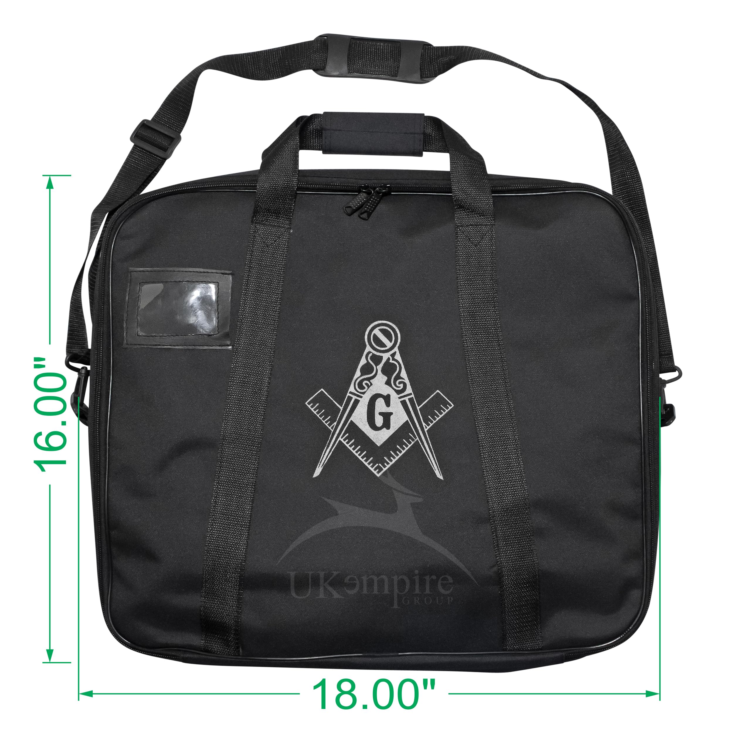 UK EMPIRE GROUP Masonic Apron Carrying Case Master Mason MM/WM Size, Silver Square and Compass (Printed) | Freemason Bags & Cases