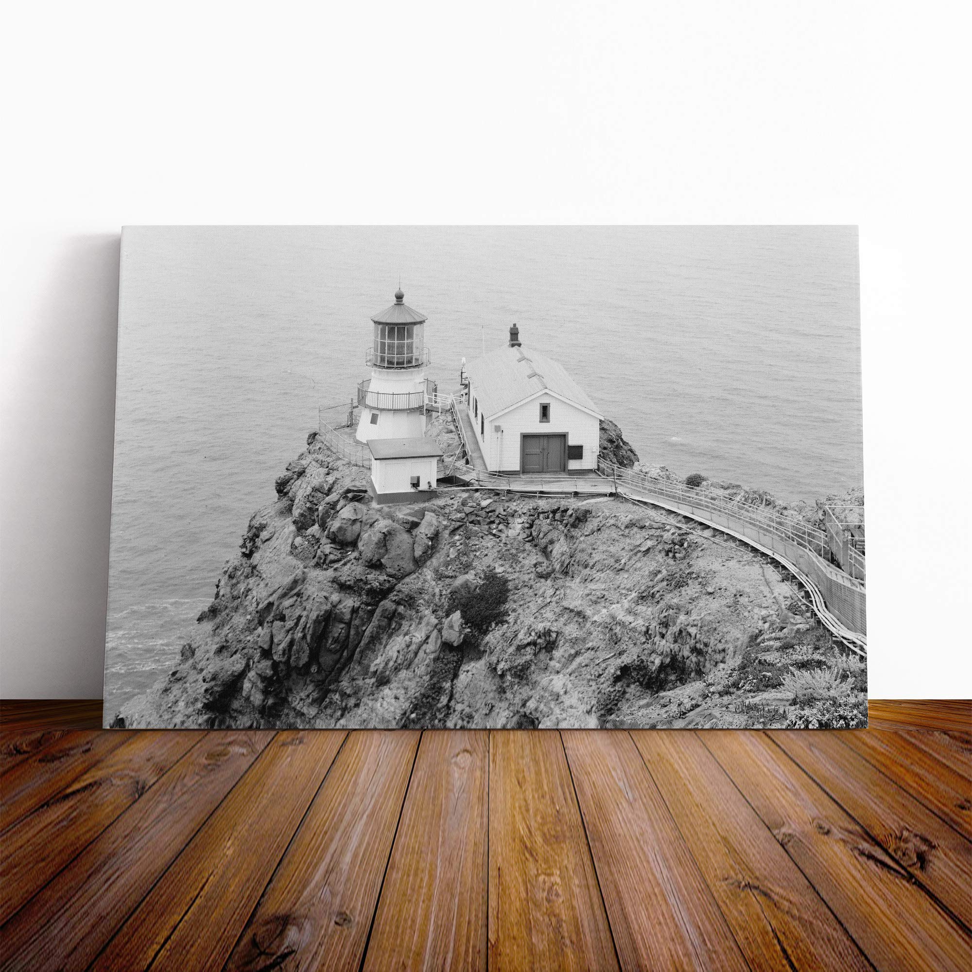 Architecture Lighthouse Point Reyes, CA Canvas Print | Gallery Wrapped 30mm Frame Wall Art | 24x16 inches | Ready to Hang | Coastal Seascape Picture | Living Room Bedroom Lounge Office