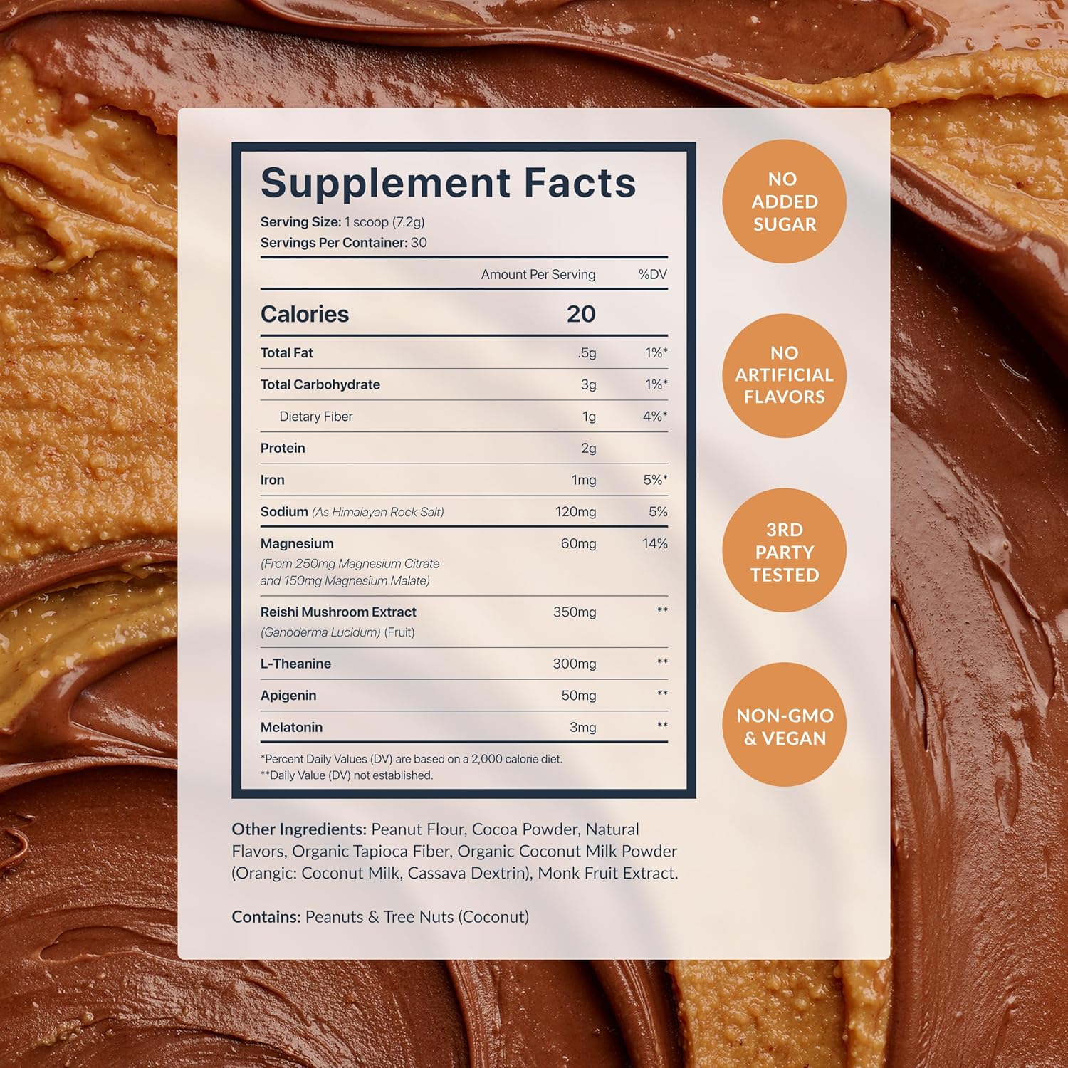 Beam Dream Sleep Powder Chocolate PB, L-Theanine, Apigenin, Reishi & Magnesium, Third Party Tested Natural Sleep Aid & Sleep Supplement, Health and Wellness Gift, Natural Sleep Support, 30 Servings - Image 7