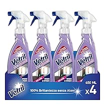 Vetril – Detergente Spray Vetri e Superfici con Antipolvere, Azione Antistatica e Brillantezza Senza Aloni, Ipoallergenico, 650 ml x 4
