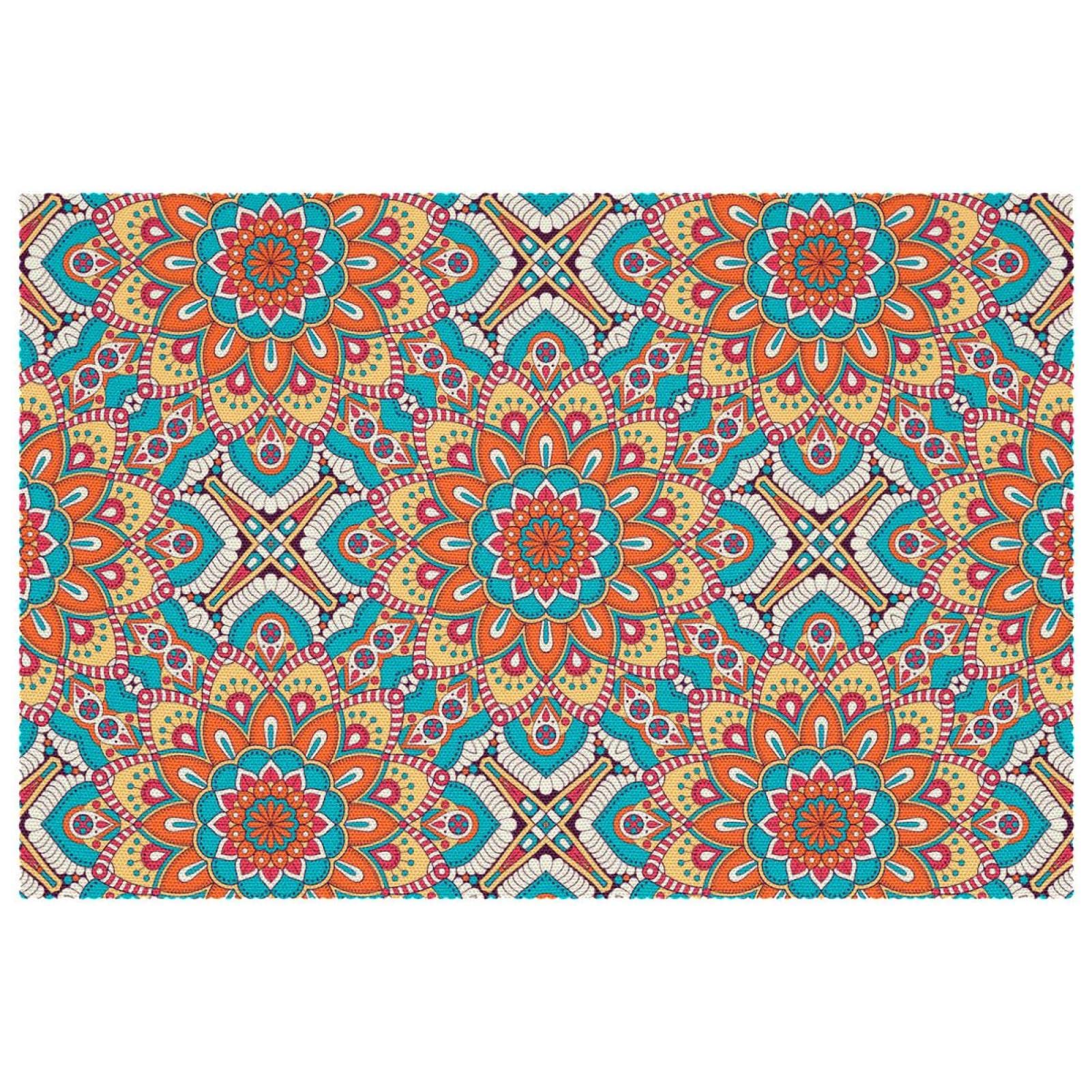 Set de table lavable en tissu Oxford lot de 4 décoration cuisine mandala floral ethnique