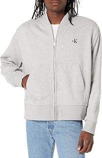 Calvin Klein Jaqueta bomber masculina com logotipo do arquivo de modelagem folgada, cinza heroico, extragrande, Cinza (Heróico) mesclado, XX-Large
