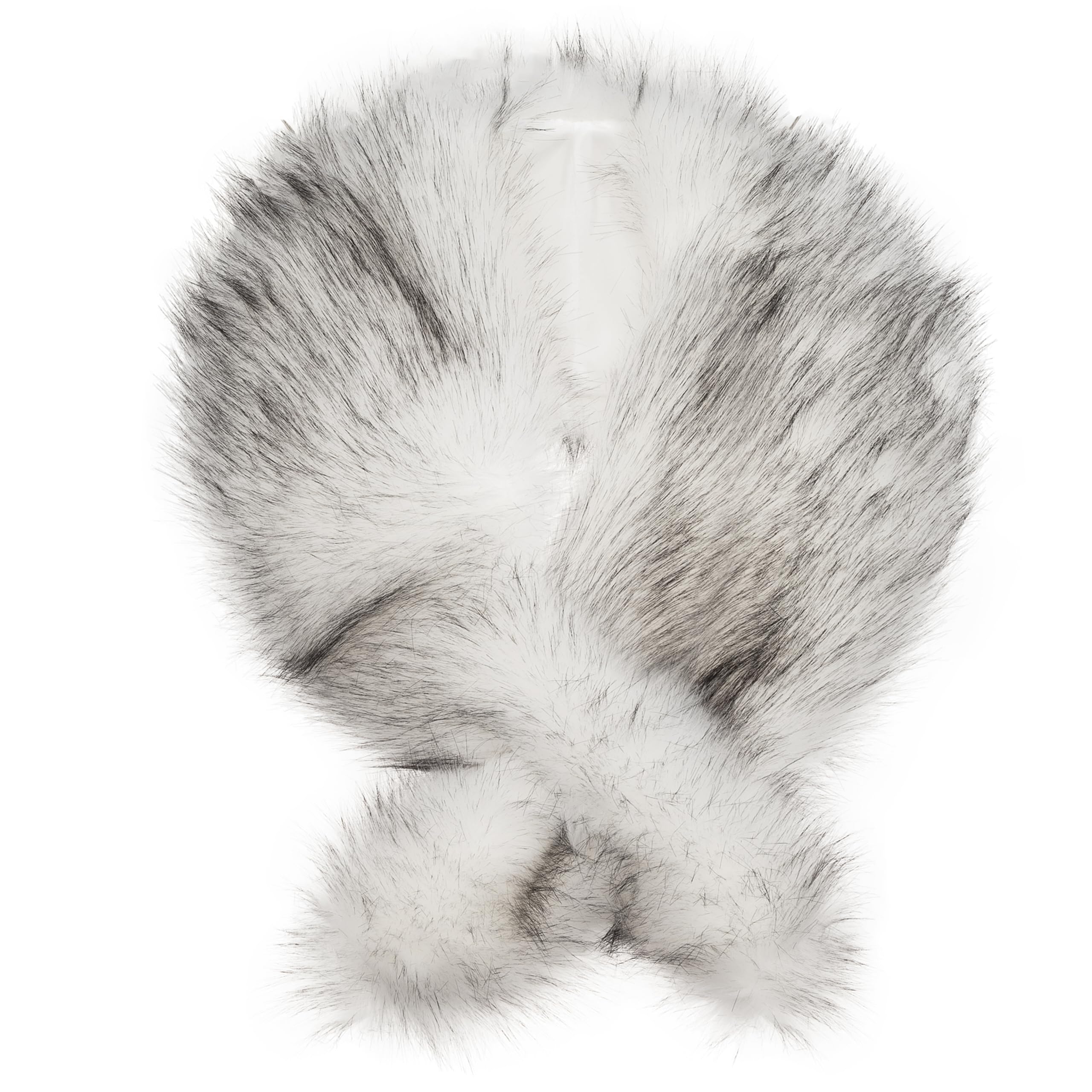Futrzane Women's White With Black Classic Classic Shawl - Faux Fur Stoles Wraps For - Large Fake Fur Scarf (White With Black Classic)
