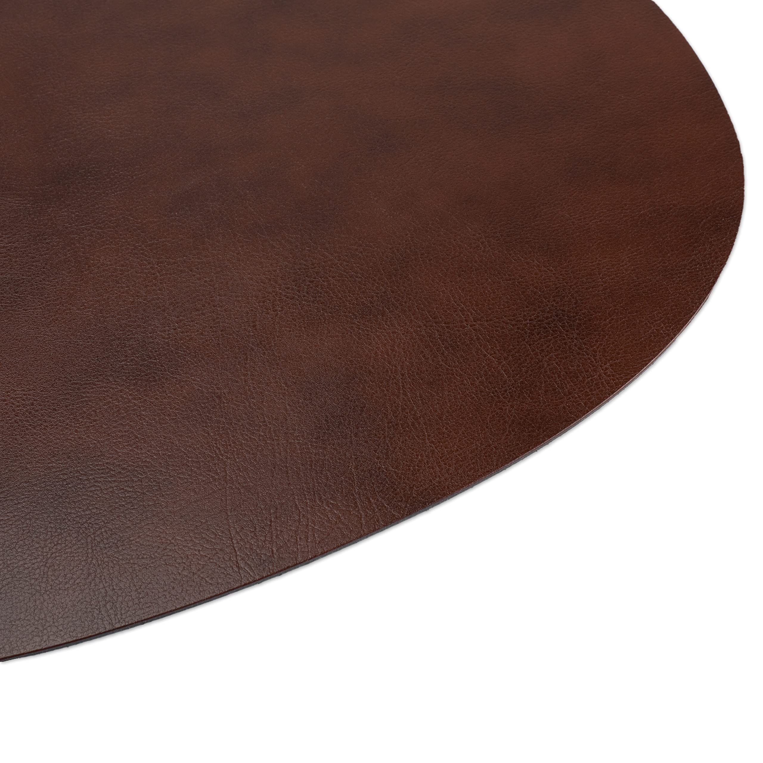 Juego de 4 Manteles Individuales y Posavasos de Piel Reciclada para Decoración Mesa, Estable y Antideslizante, Moderno, 39 x 35 cm, Sostenible, Fabricado en Alemania (Marrón)