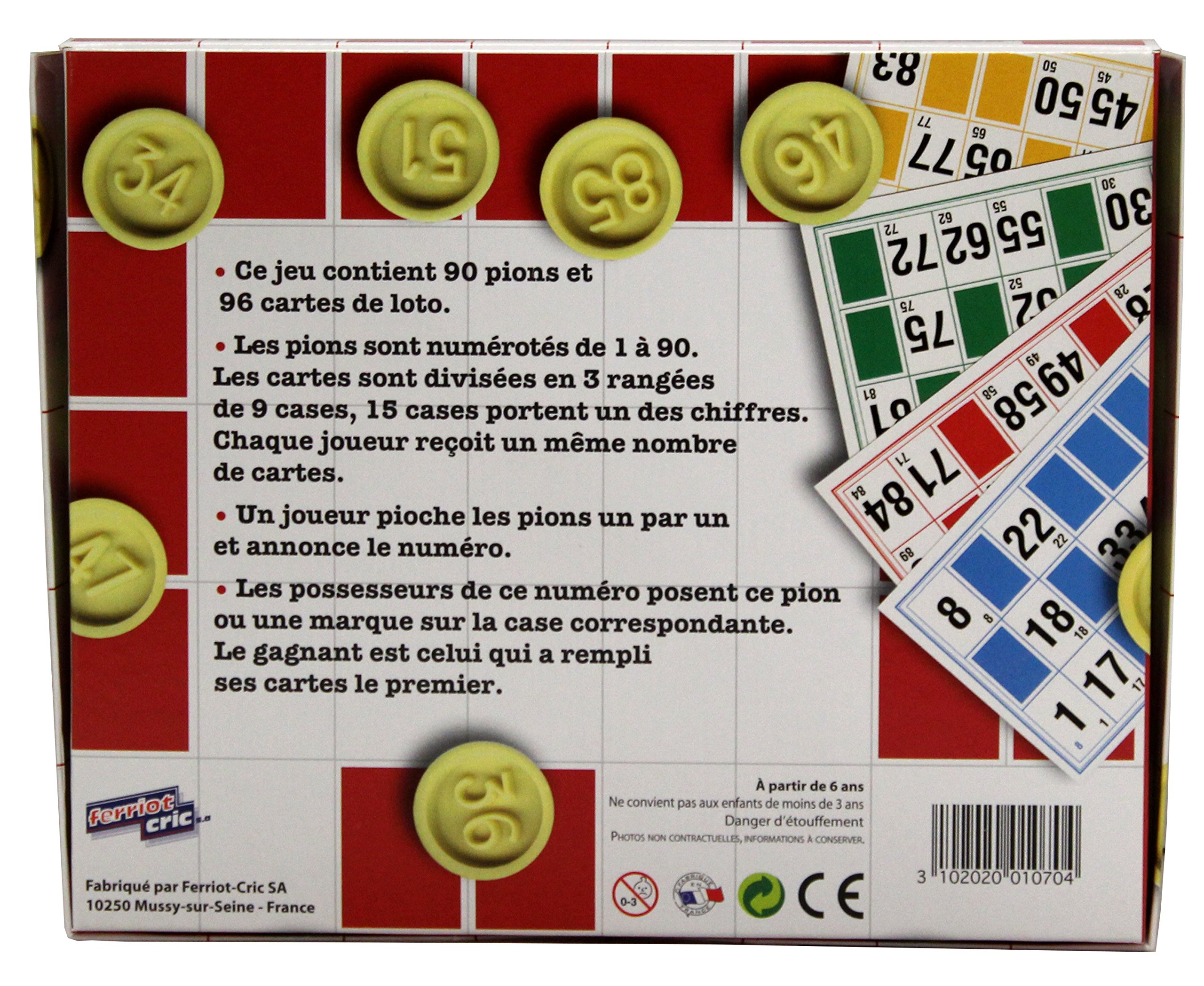 Ferriot Cric SA - 1070 - Jeu éducatif - Coffret Loto 90 Pions - 96