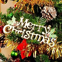 Vista 6 de Letrero dorado de 16 pulgadas, decoración de corona de árbol de Navidad, accesorios para colgar, letrero de plástico dorado para pared, árbol
