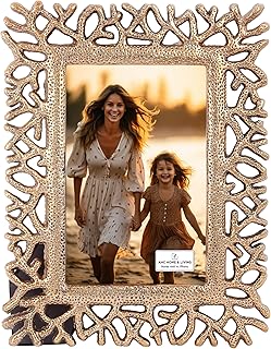 4x6 Gold Antique Picture Frame - Coastal Coral Design Summer Beach Photo...