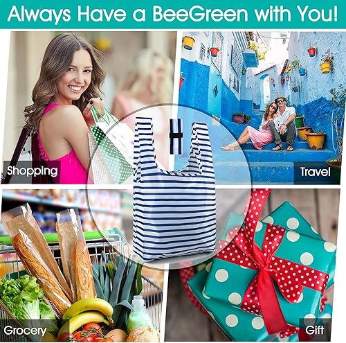 Vista 72 de BeeGreen Bolsa grande de flores – Paquete de 12 bolsas de comestibles reutilizables resistentes y bolsas de compras plegables para comestibles