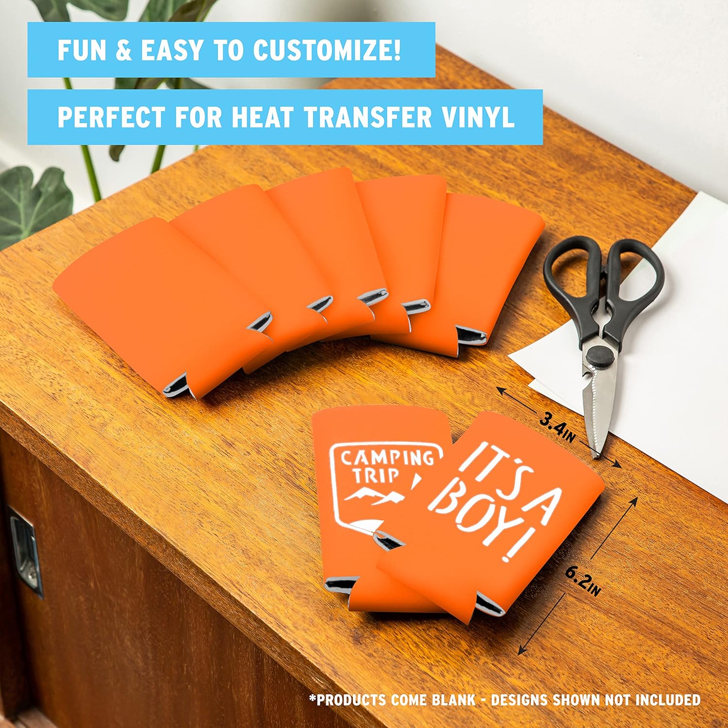 Slim Can Cooler Sleeves (14-Pack) Soft Slim Can Koolie for White Claw Seltzer & Slim Beer - HTV Blanks for Vinyl Projects - Skinny Can Koolies Bulk - Tall Can Coolies for Slim Cans (Orange) - Image 2