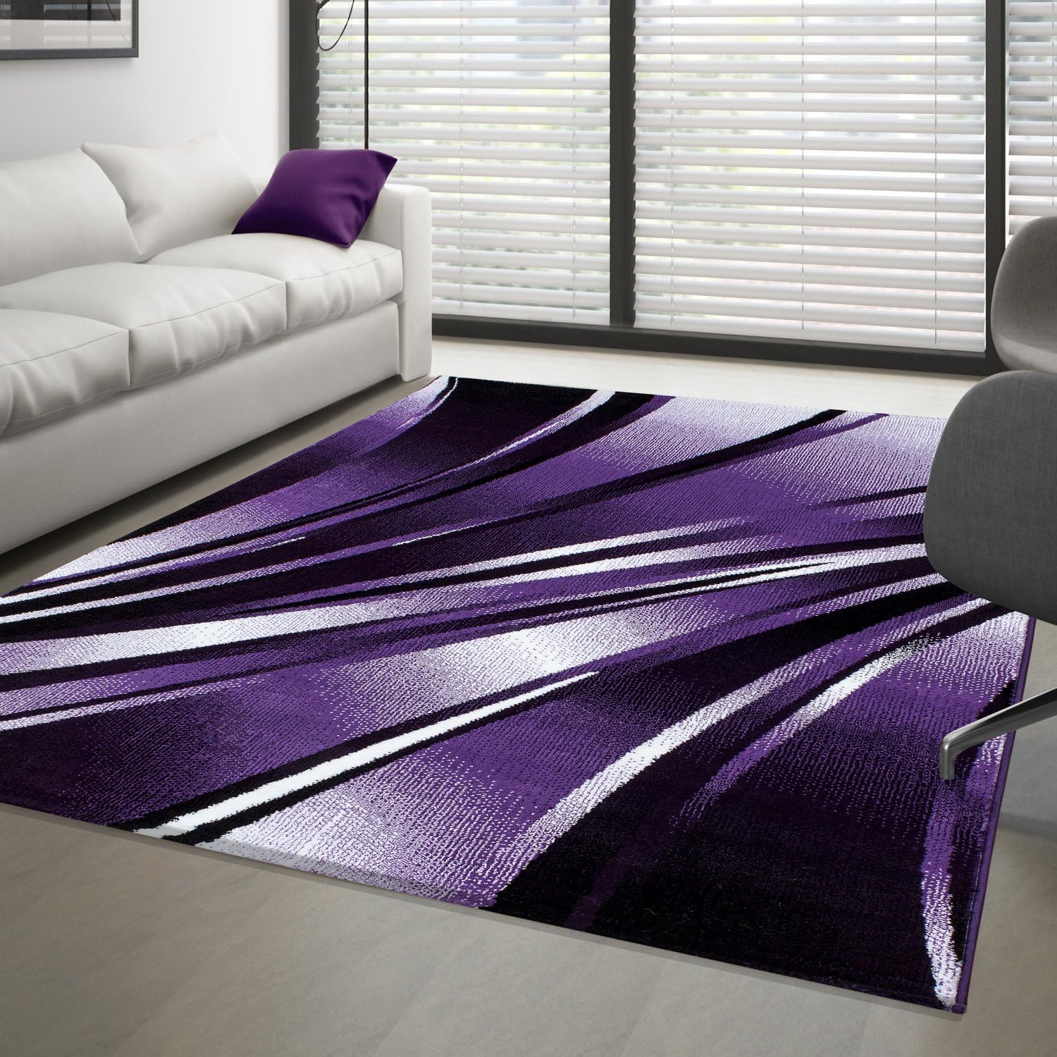 Modern Short Pile Rug, Abstract Carpet for Living Room, Different Colours / Sizes, Polypropylene, purple, 120x170 cm