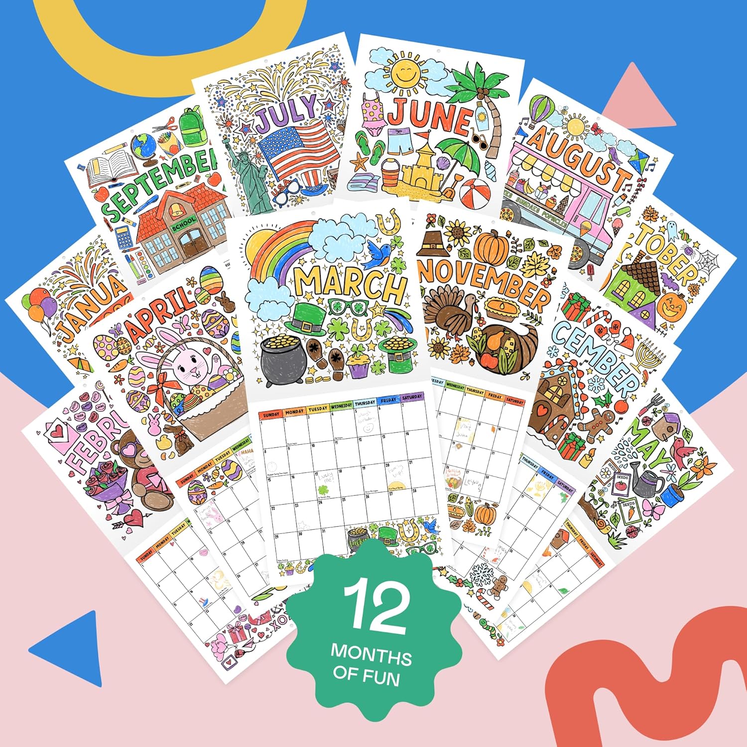 Tiny Expressions - Coloring Calendar 2026, Color Your Own Wall Calendar with Planning Boxes for Daily, Weekly, and Monthly Tasks - Image 5