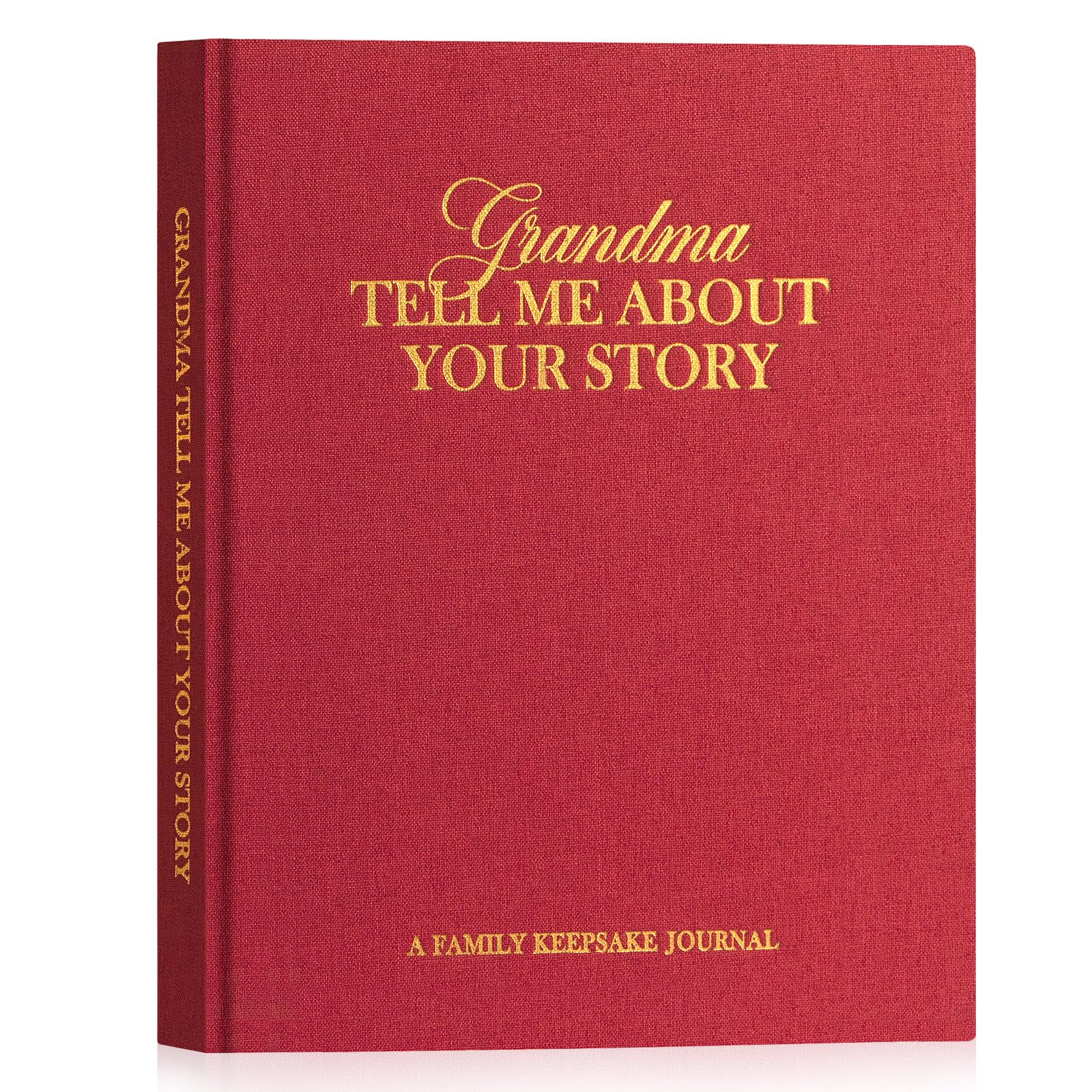 Lanpn Grandma Life Story Book Journal with 260+ Prompts, Linen Hardcover Grandmother Guided Journal Memory Keepsake Book to Fill Out, Mother's Day Birthday Christmas Grandmas Gift, Red