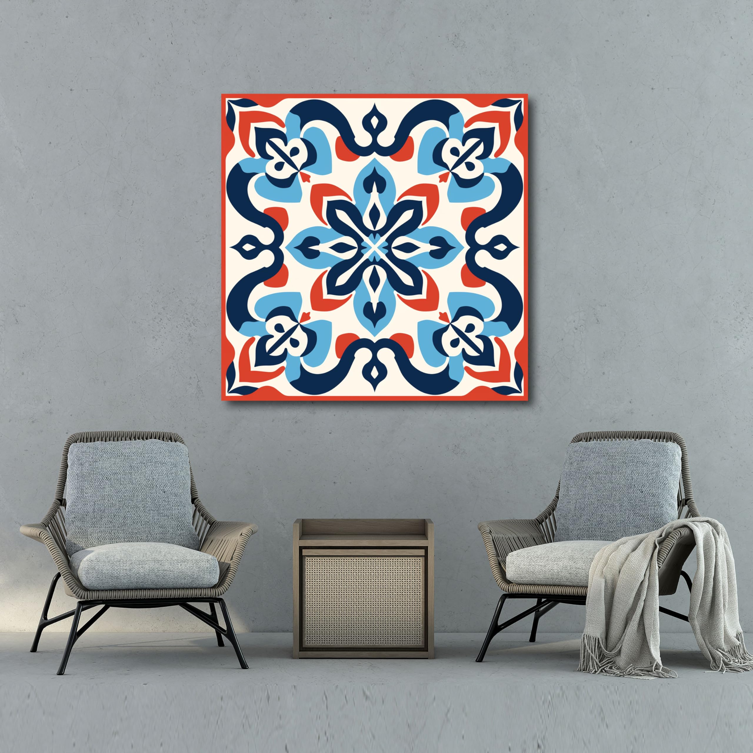 Painted Anarchy Azjatycki druk na płótnie - geometryczna elegancja - azjatycka, sztuka ścienna, druk na płótnie, dekoracja wnętrz, 30 cm x 30,5 cm