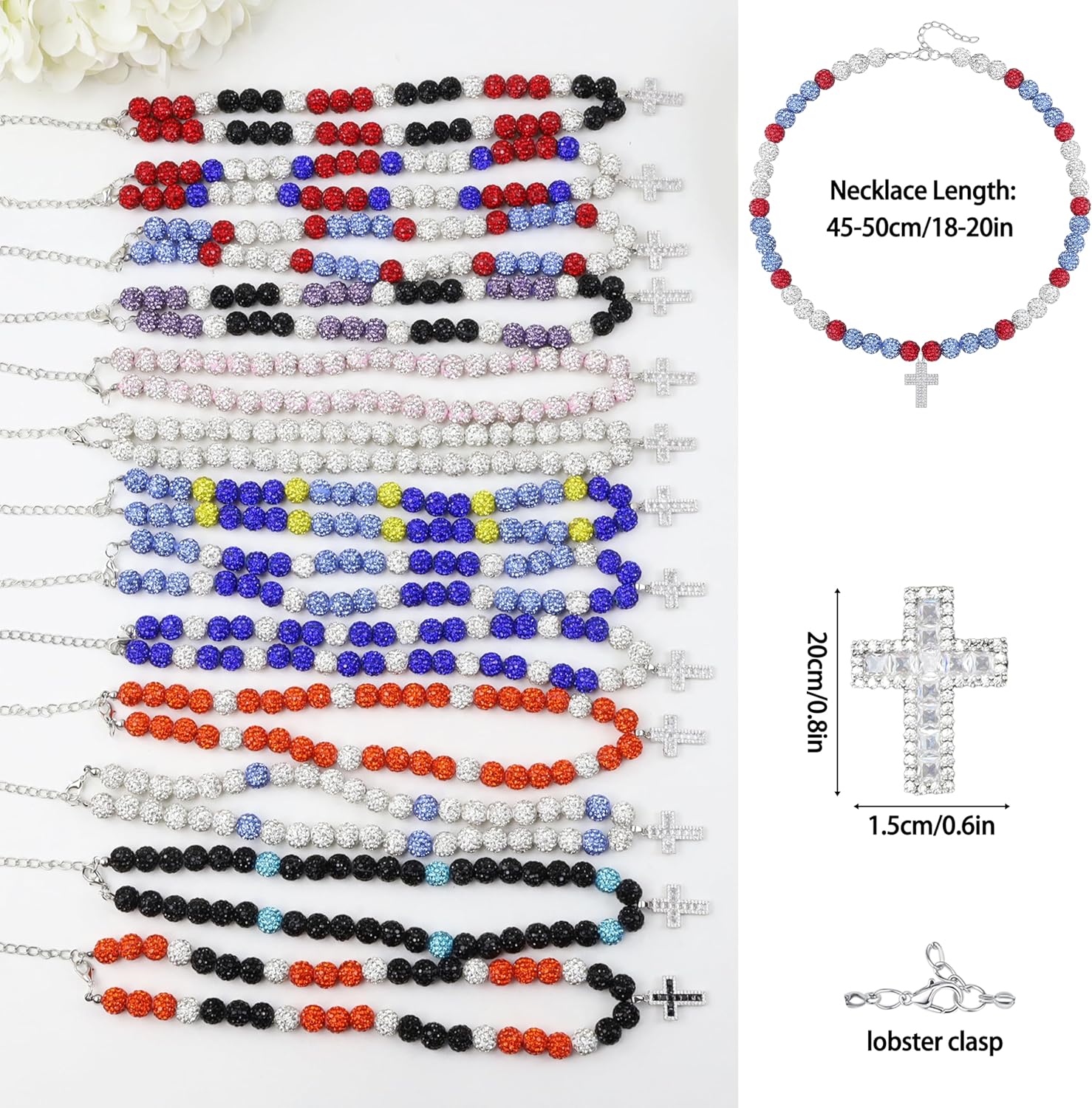 QINJIEJIE Baseball Necklace for Men Cross Baseball Necklace Drip Adjustable 16in Christian Cross Chain for Women Bling Rhinestone Beaded Accessories Gifts for Team Players Lovers - Image 5
