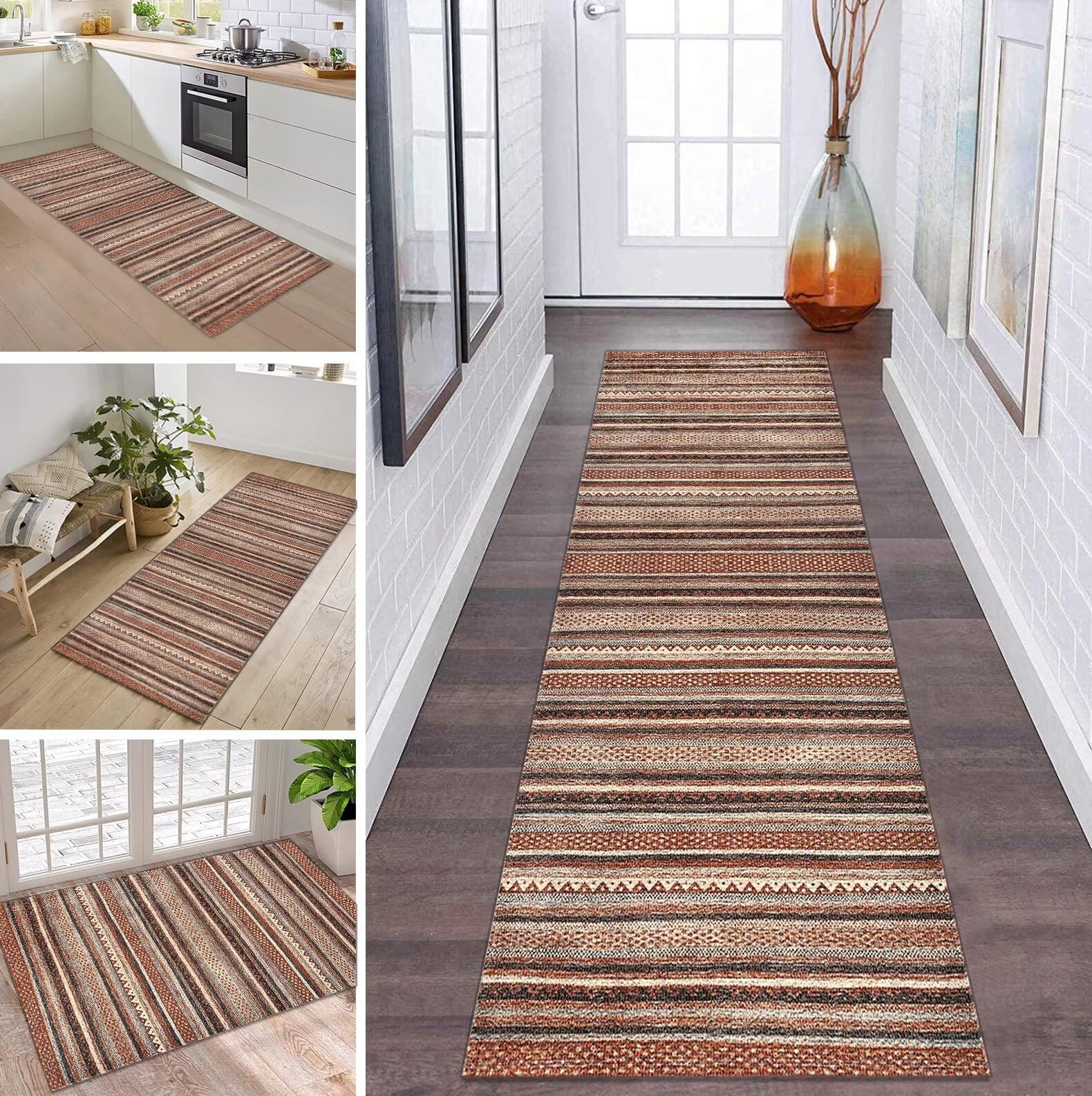 Tapis marocain moderne résistant à la saleté 120 x 140 cm pour chambre et couloir