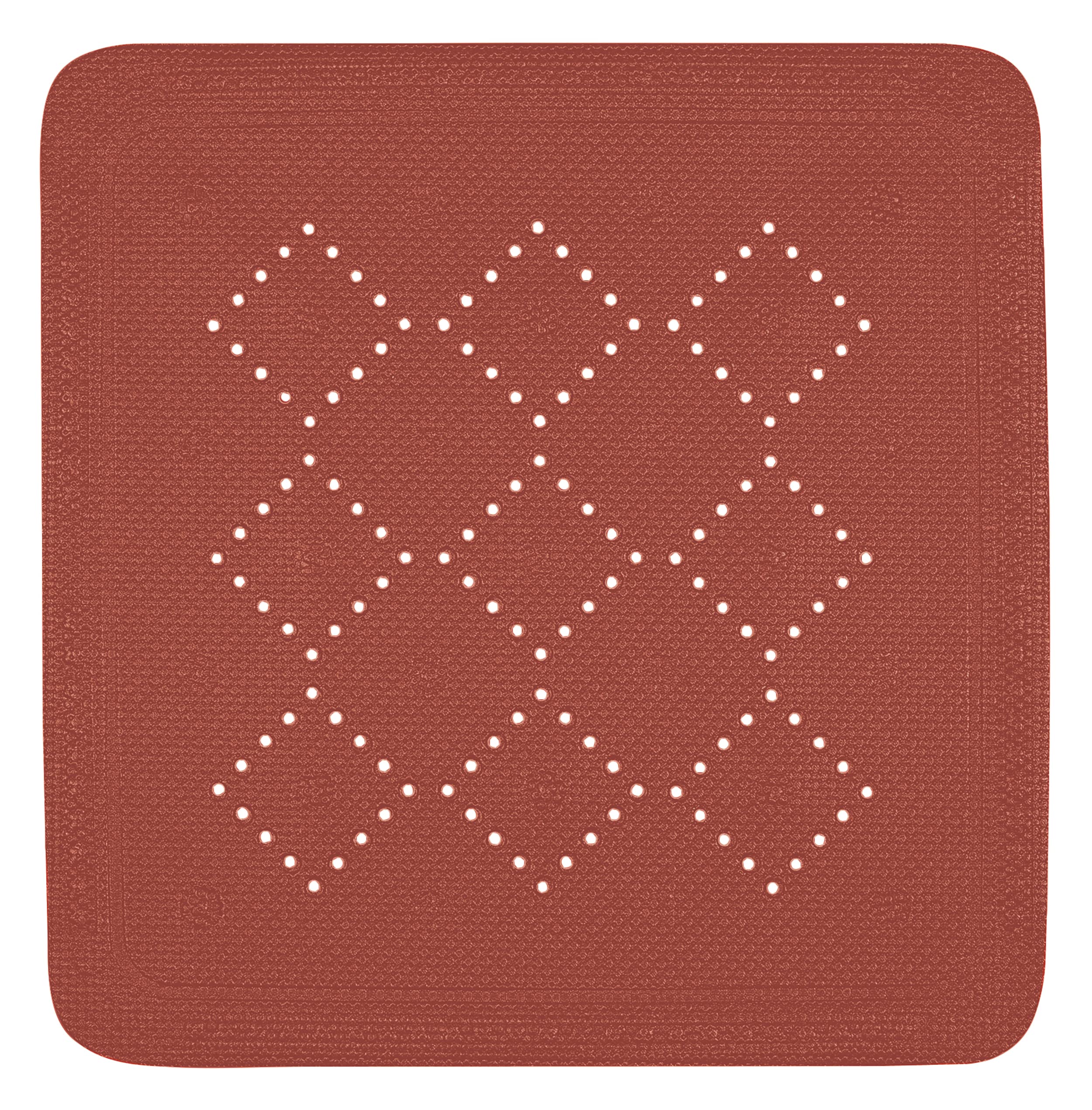 Spirella Shower Mat Bath Mat Antibacterial Non-Slip with Suction Cups Alaska Terracotta Red Approx. 55 x 55 cm