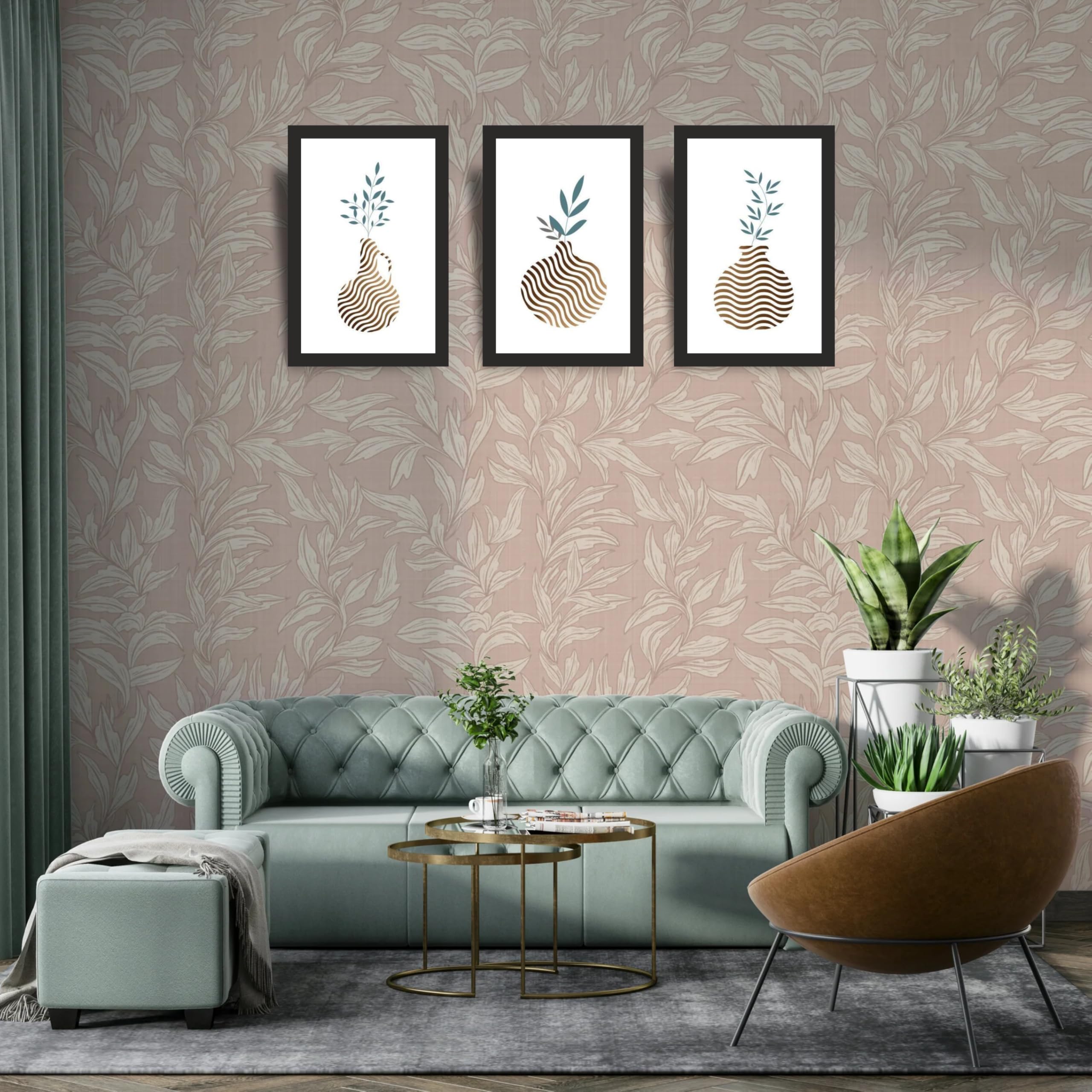 Minimal Vase Botanical Wall Art Set of 3 Frames