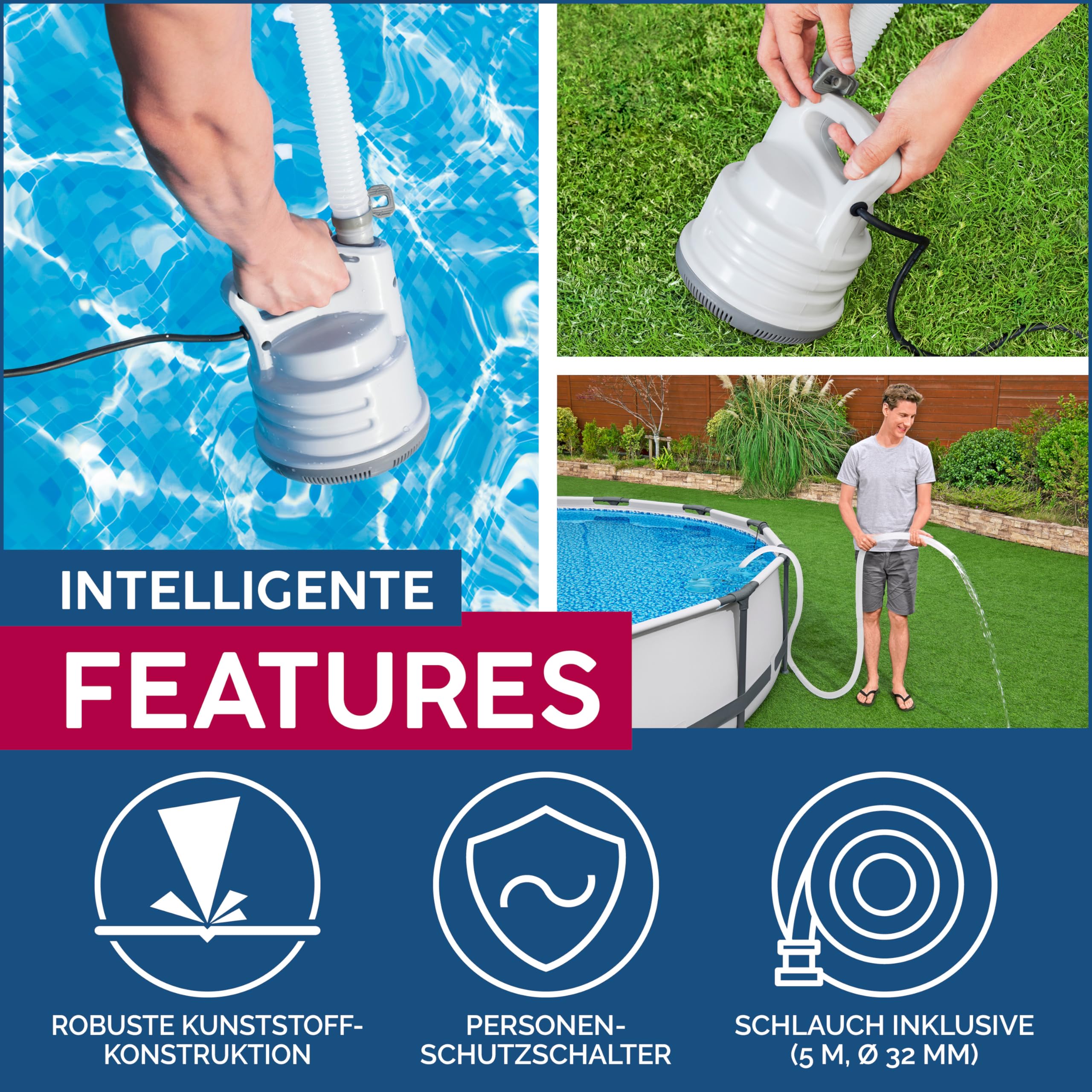 Bestway Flowclear Pompe submersible résistante au chlore 80 W