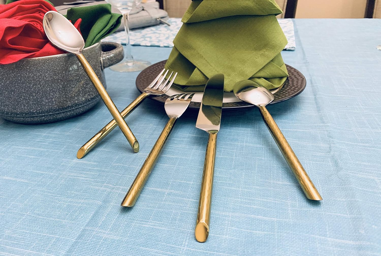 Golden Cut Hammered Dinner Knives set of 6