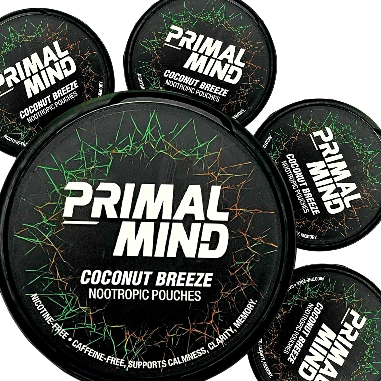 Caffeine Free Nootropics Pouches Made with Ginkgo Biloba & L-Theanine | Nicotine Free Brain Boost, No Sugar, Cognitive Support | 20 Pouches Per Can (Coconut Breeze)