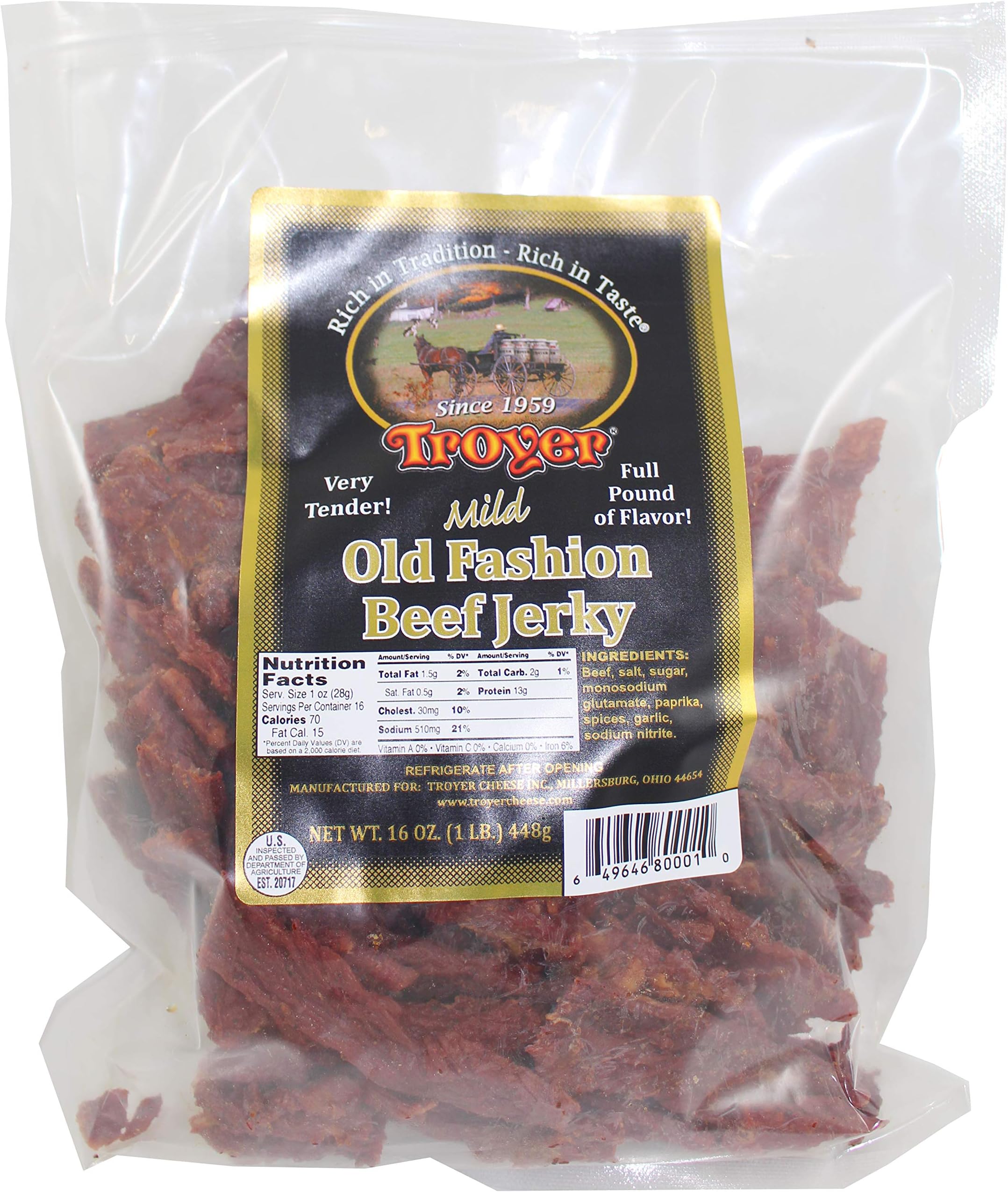 Troyer Mild Beef Jerky 16 Ounces