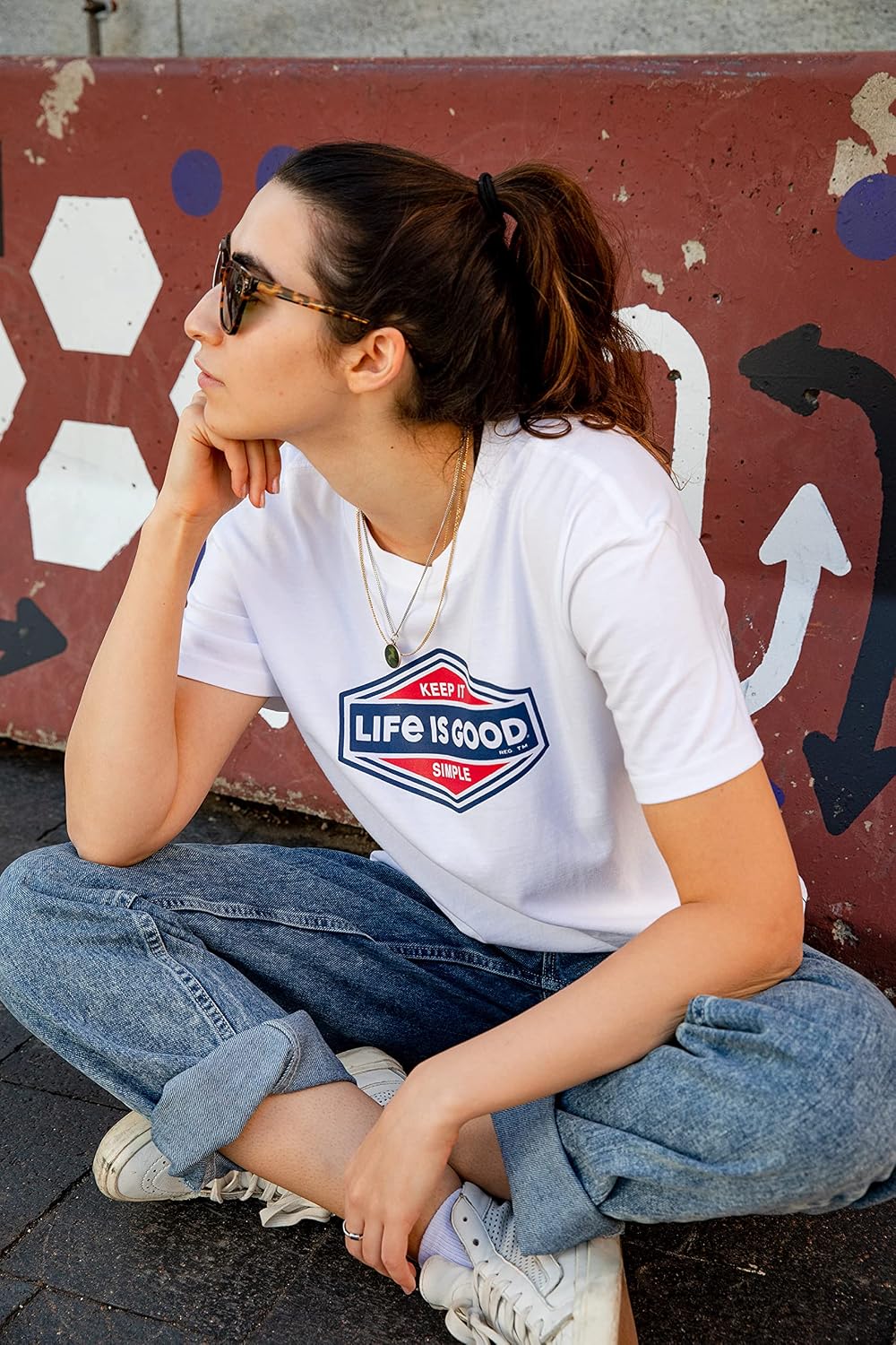 Life is Good Women's Crusher Tee Shirt, Long Sleeve Cotton Graphic T-Shirts, Three Daisies