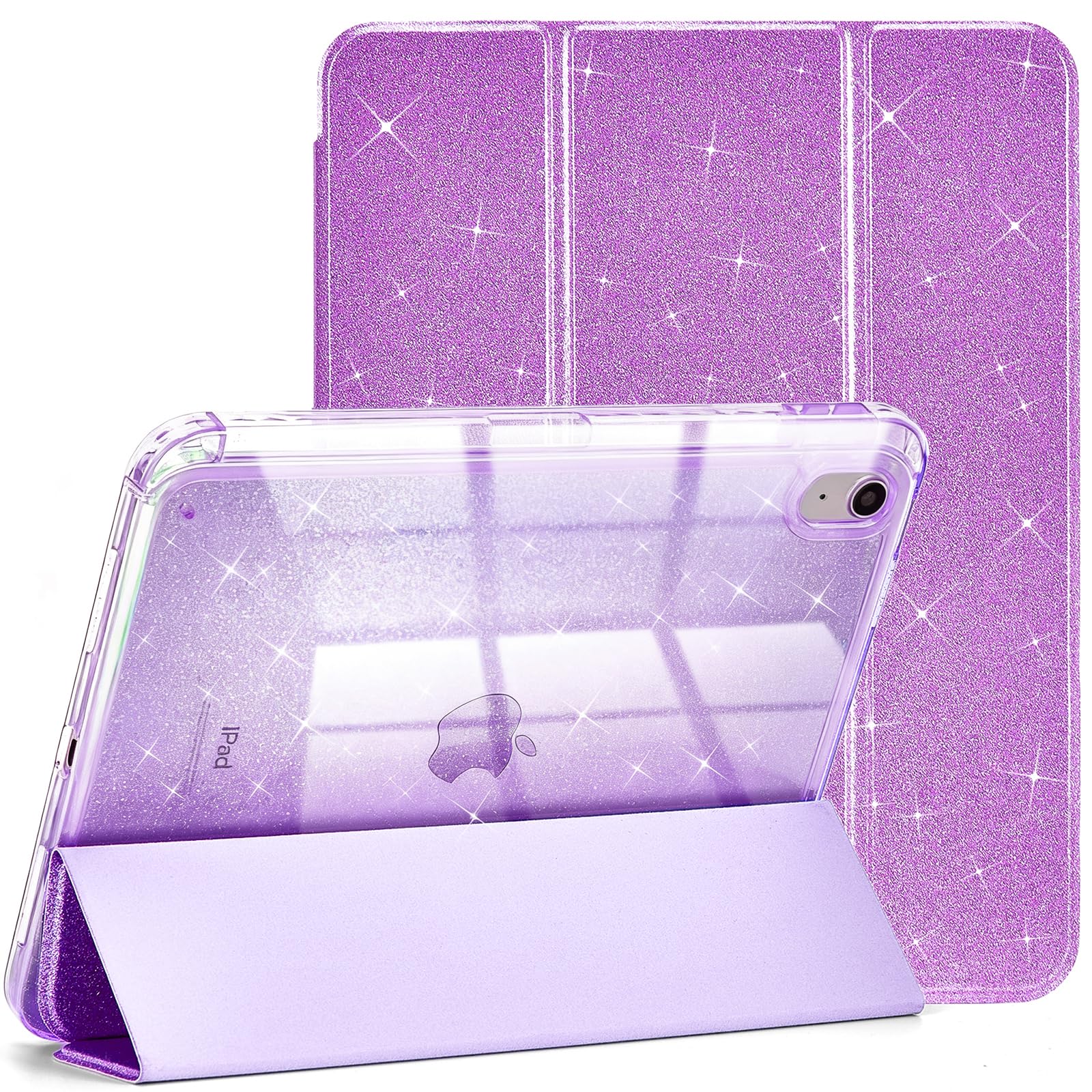 Glitzer Hülle für iPad A16 11" (2025) & iPad 10.9" (2022), Violett | stoßfeste Hartschale, integrierter Stifthalter, Auto Schlaf/Wach, Glitzer-Design