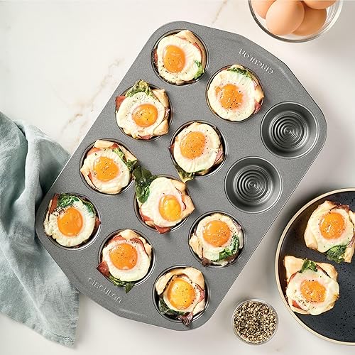 Miniatura 7 de Circulon Total - Molde antiadherente para magdalenas de 12 tazas, 12 tazas, color gris