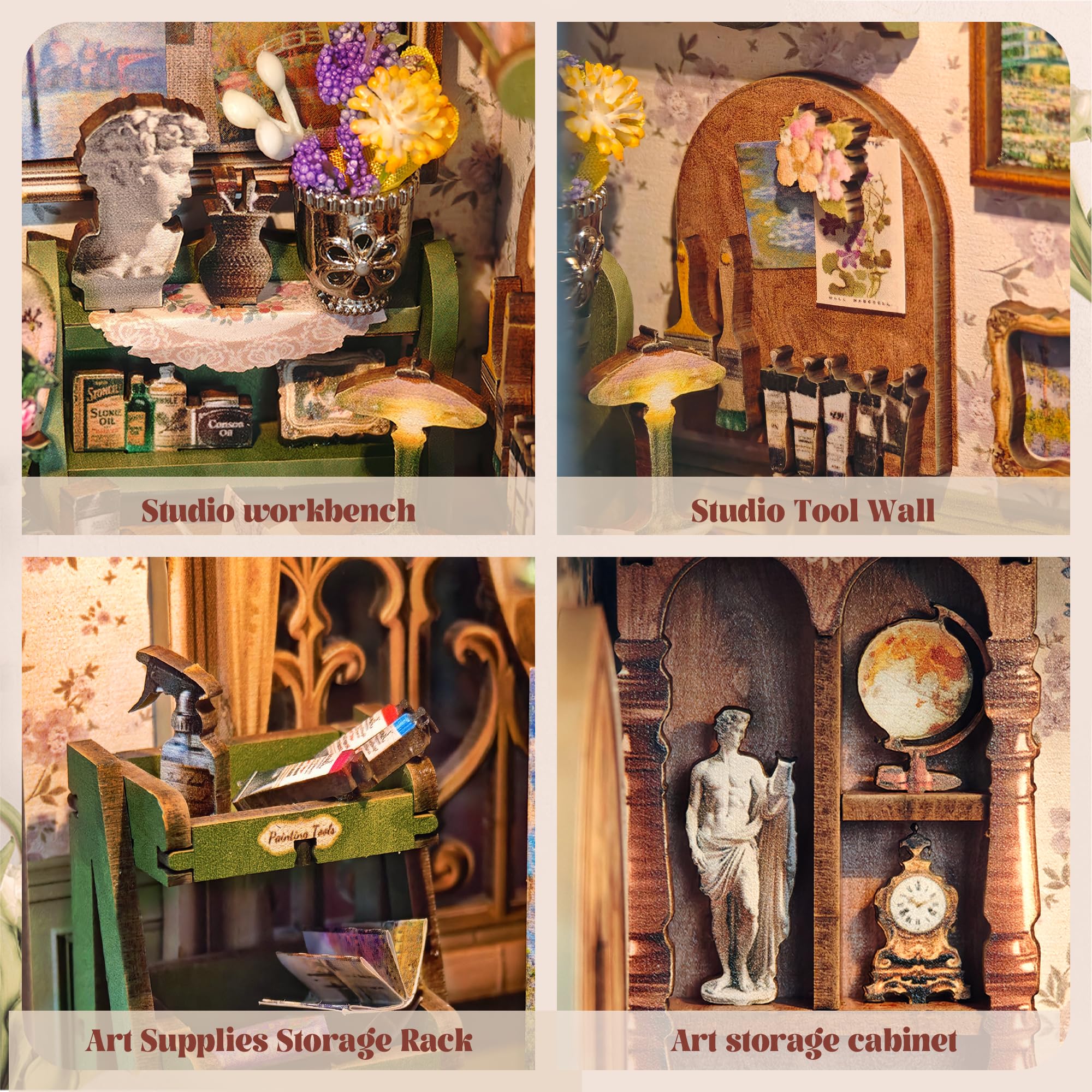 Book Nook - DIY Miniature House, Booknook con decorazione per libreria, modellismo da costruire per adulti - Monet