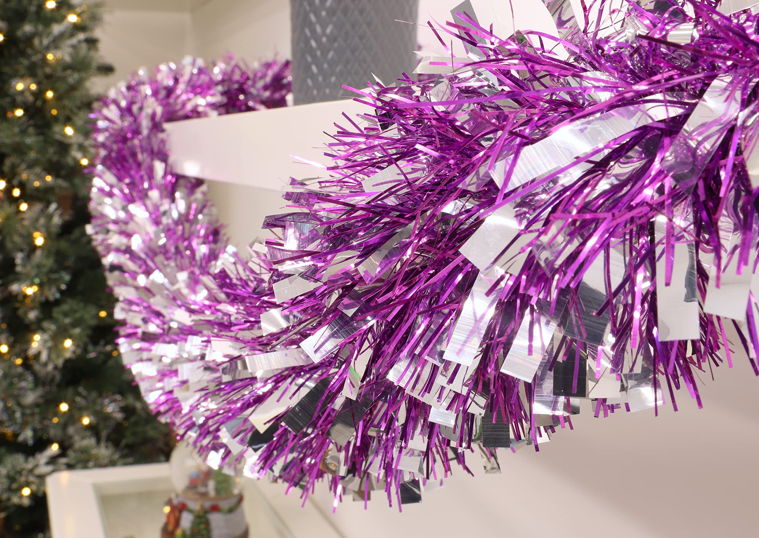 Purple tinsel christmas tree Clearance