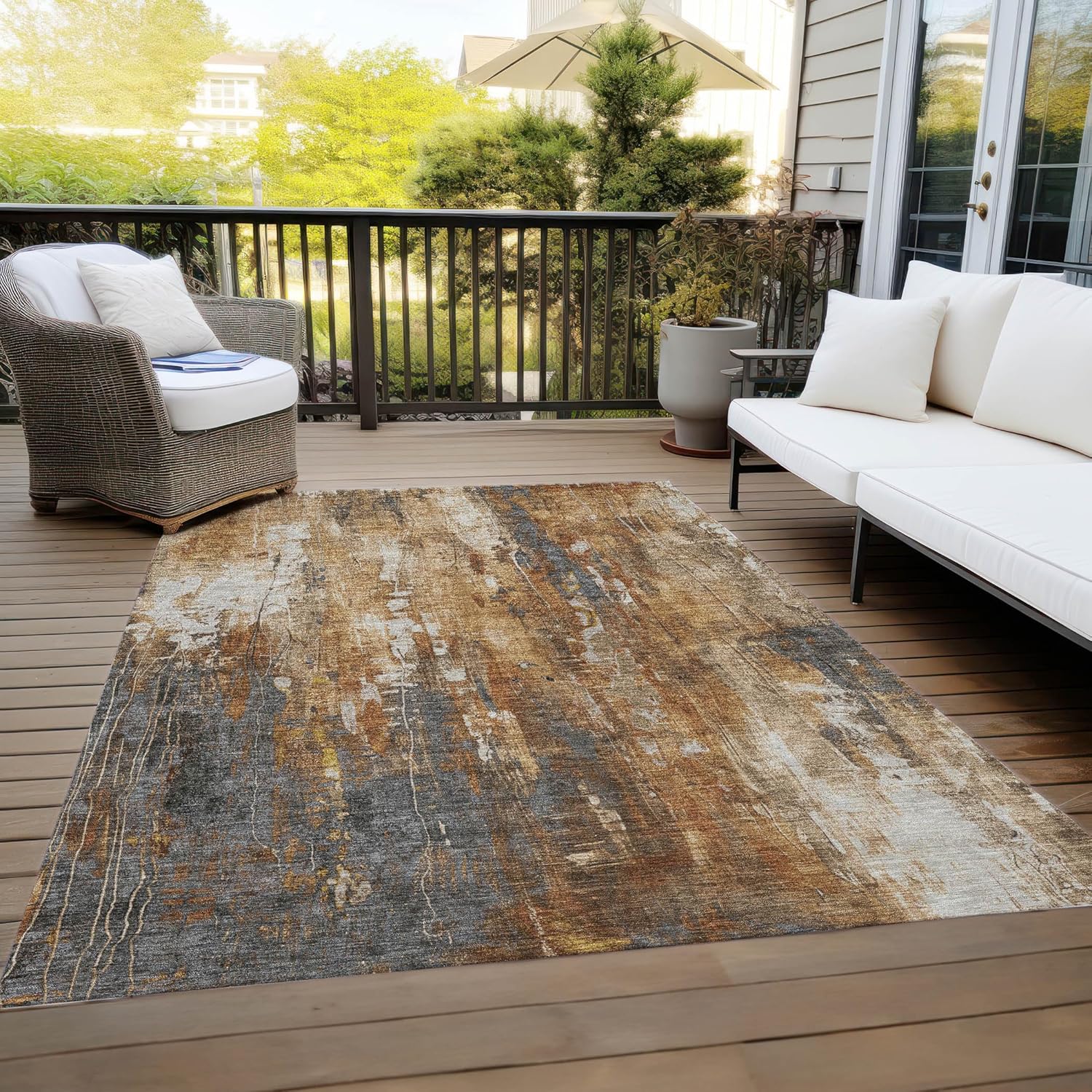 Addison Rugs Chantille ACN1683 Rust 3' x 5' Indoor/Outdoor, Machine Washable, Easy Clean, Non Shedding, Bedroom, Living Room, Dining Room, Kitchen, Patio Rug
