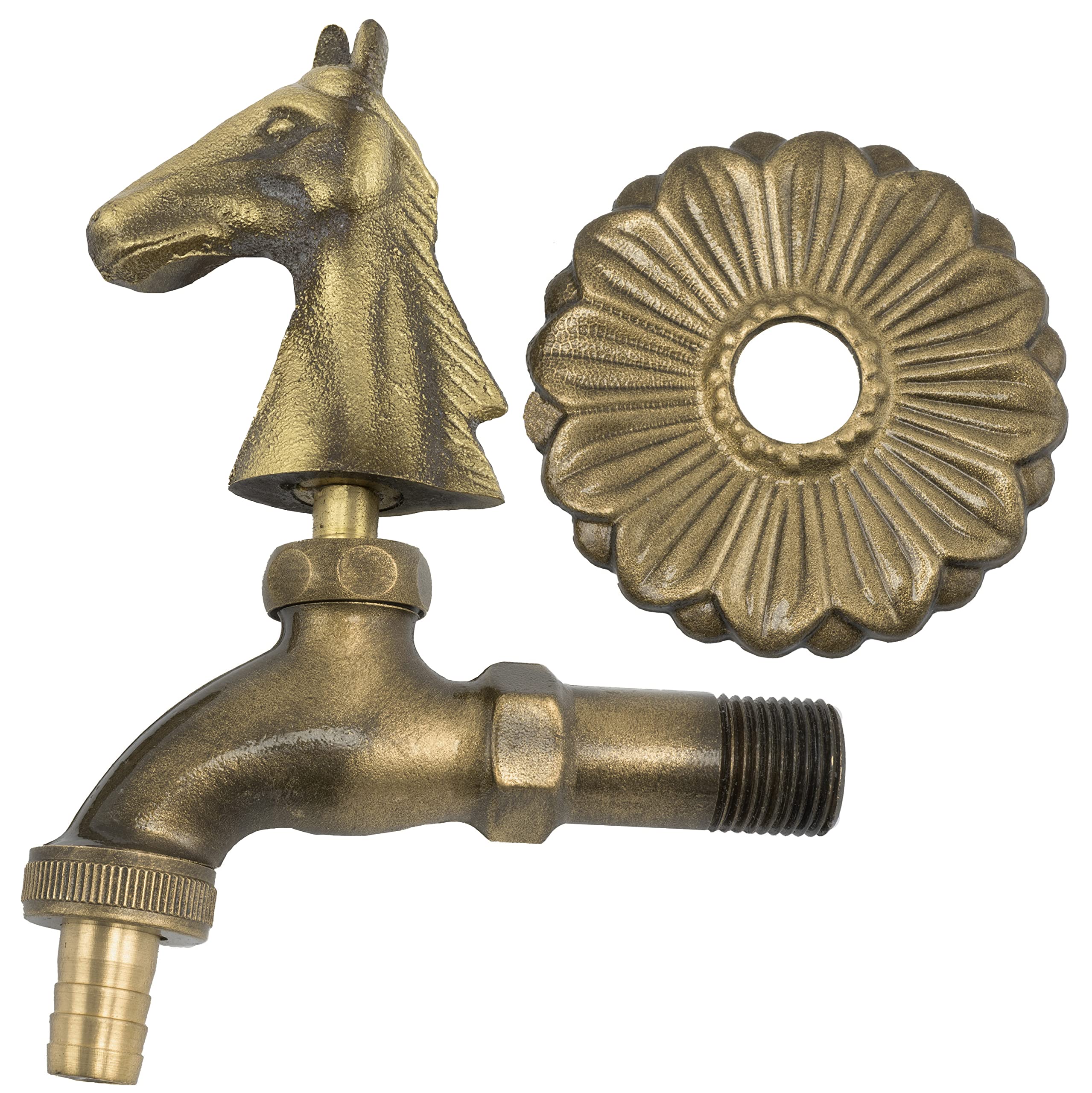 Rubinetto in ottone a forma di cavallo, vintage, da giardino