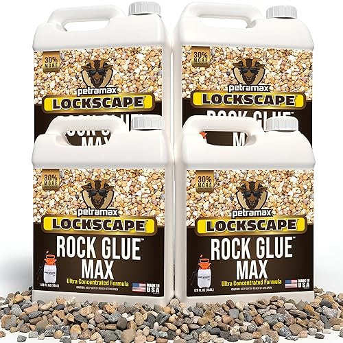 Miniatura 9 de Petra Max Rock Glue para paisajismo, 1 galón - Cobertura amplia y pegamento para mantillo seguro para mascotas para rocas - Bloquear