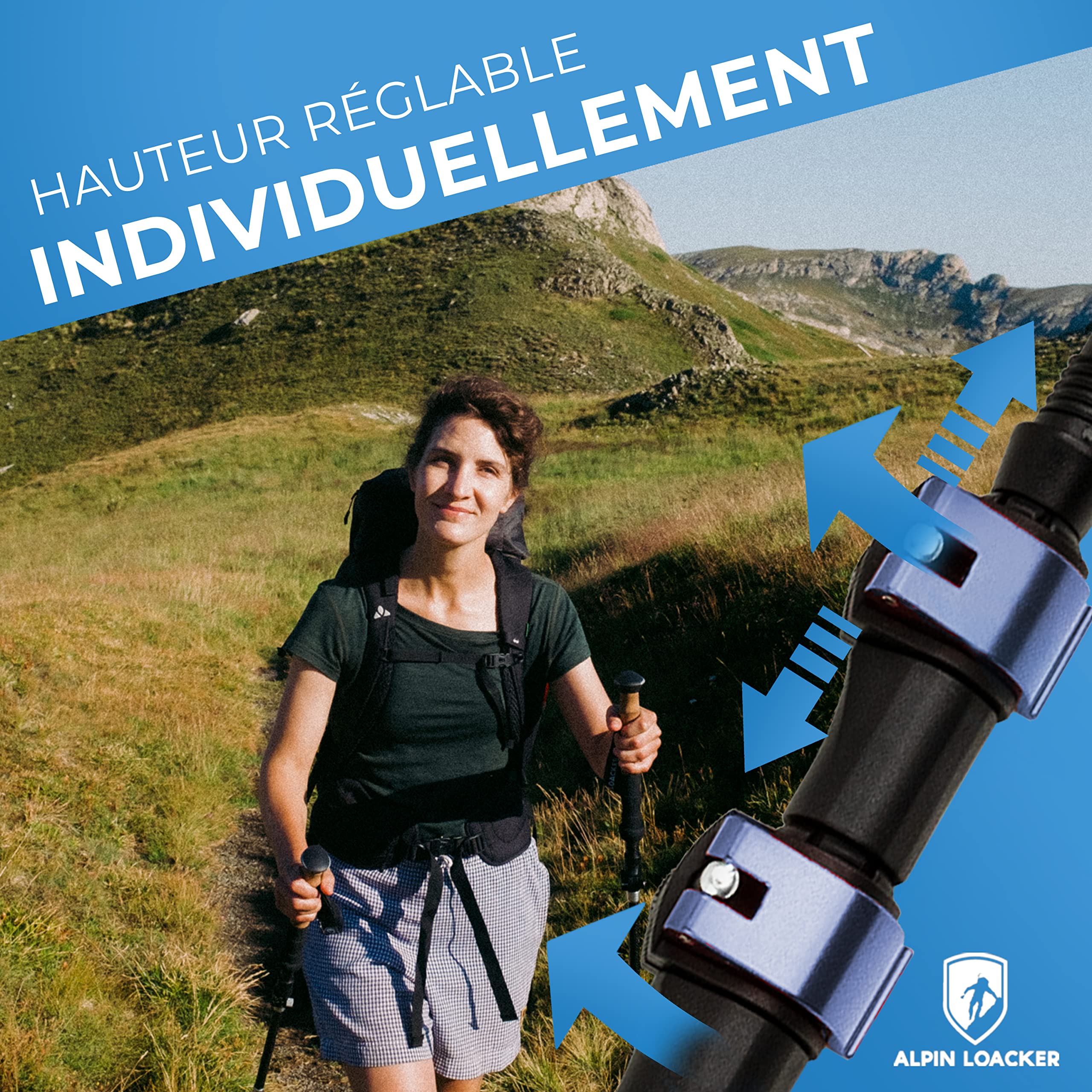 ALPIN LOACKER Bâton de Marche Télescopique Retractable & Accessoires I Nordique Walking Poles I Trekking Ski I Randonnée I en Aluminium ou Carbone Ultraléger Unisex
