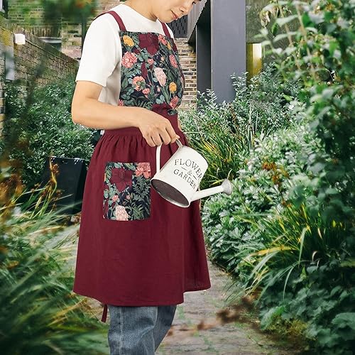 Miniatura 99 de NEOVIVA Delantales de cocina para mujer con bolsillos, delantales de cocina para mujer, delantal vintage para hornear jardinería, regalos de Navidad