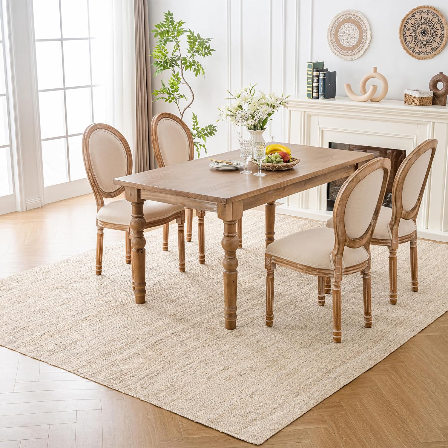 Shatex 5x8ft Handmaded Jute Rug, Indoor Outdoor Rugs, Rustic Style Carpet, Off-White