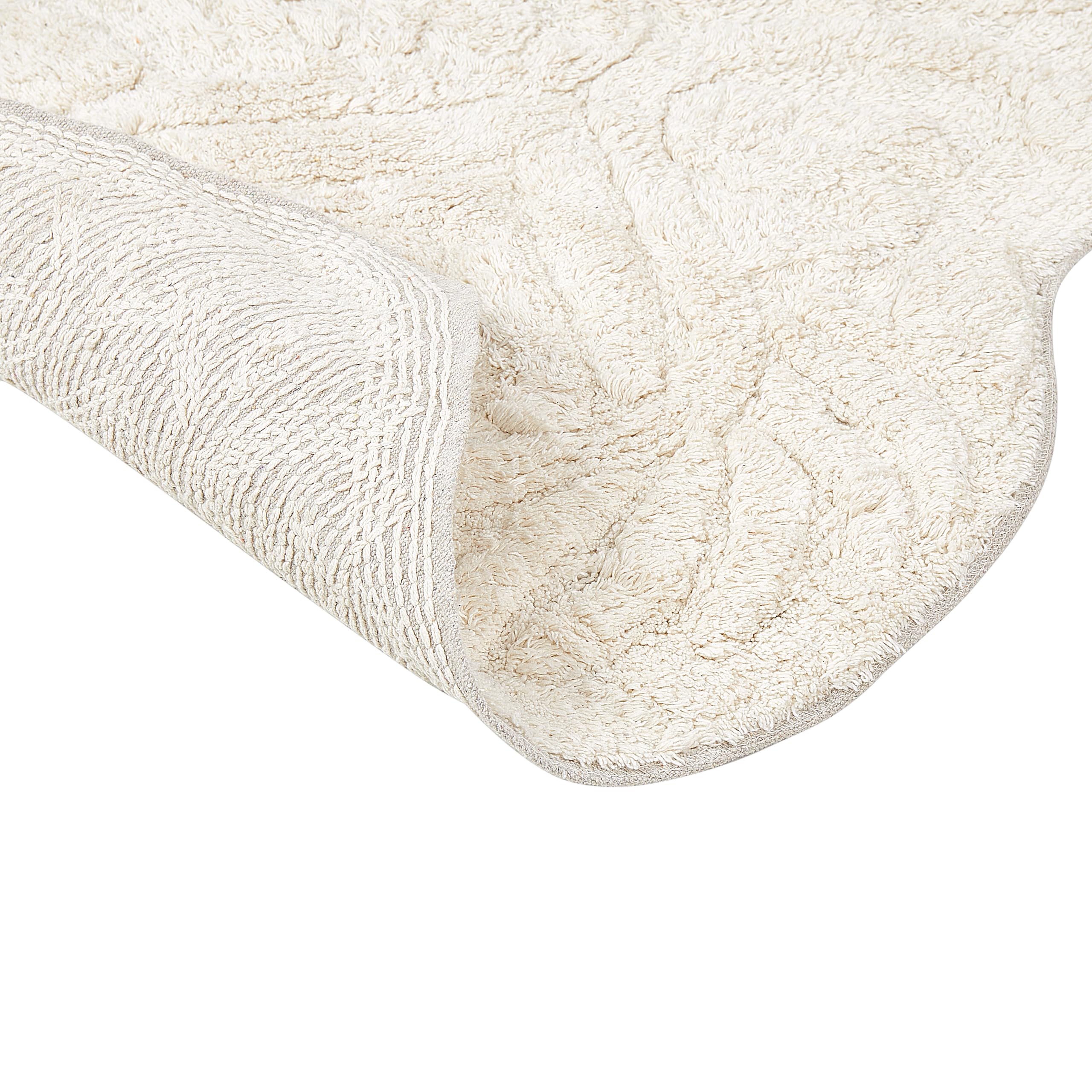 Beliani Tappeto da bagno moderno in cotone di forma irregolare 150 x 60 cm Modello decorativo Accessori da bagno Beige