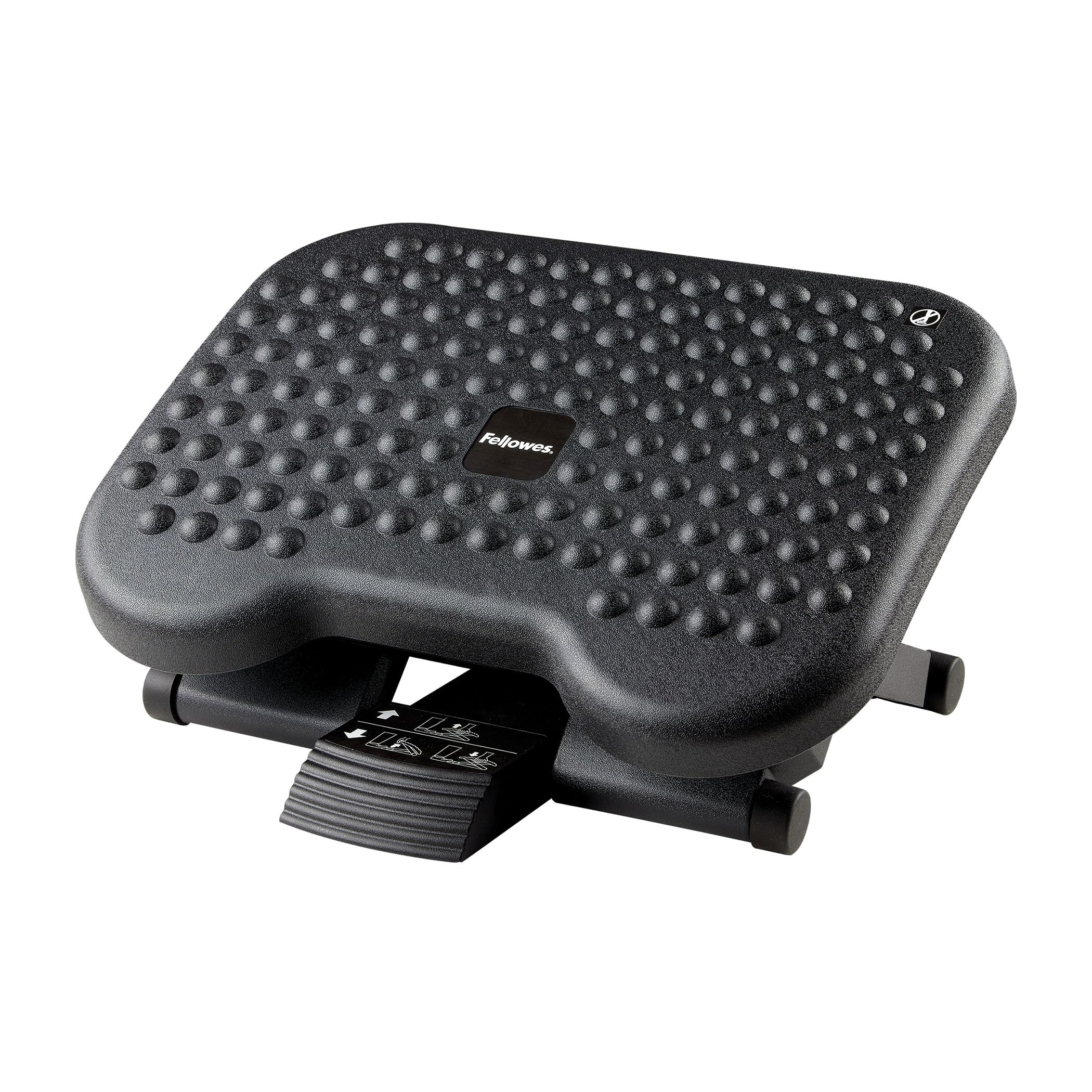 Fellowes Everyday Plus Fußstütze – ergonomische Fußauflage mit Rutschfester Basis – ideal für unter dem Schreibtisch – Fußstützenhocker für Büro oder Zuhause – verbessert Sitzkomfort – Schwarz