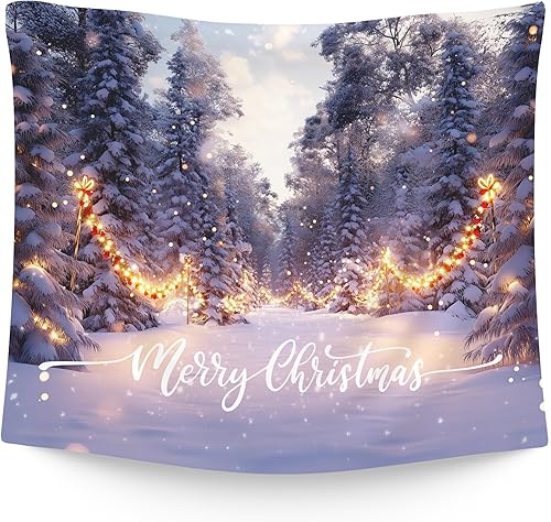 WAITPI Tapiz colgante de pared de Navidad para dormitorio, acogedor bosque de nieve de invierno, rústico, para colgar en la pared, para el hogar,