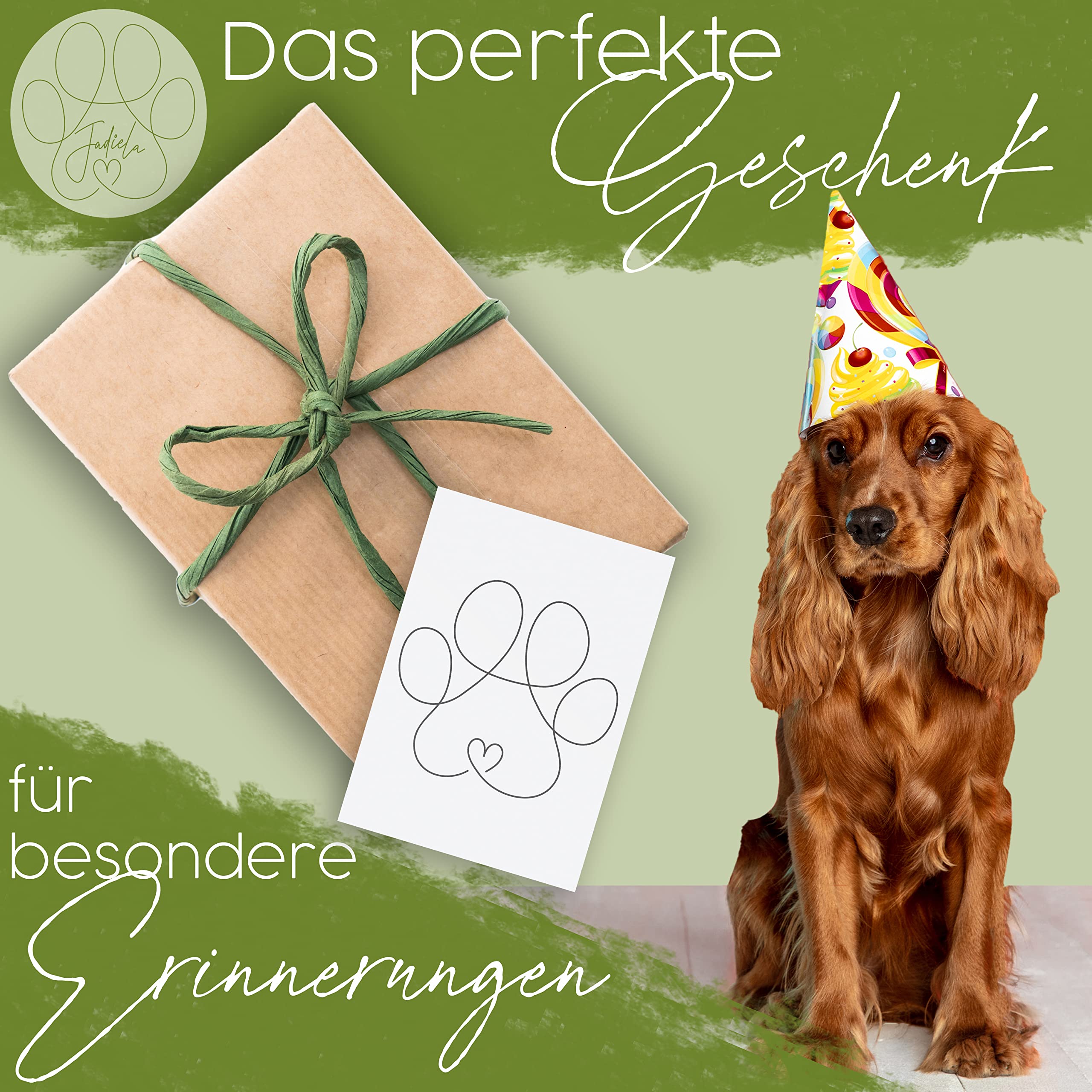 Jadiela Pfotenabdruck Set Hund oder Katze 3D Bilderrahmen in Schwarz, Abdruck Hundepfote Geschenk, Made in Germany