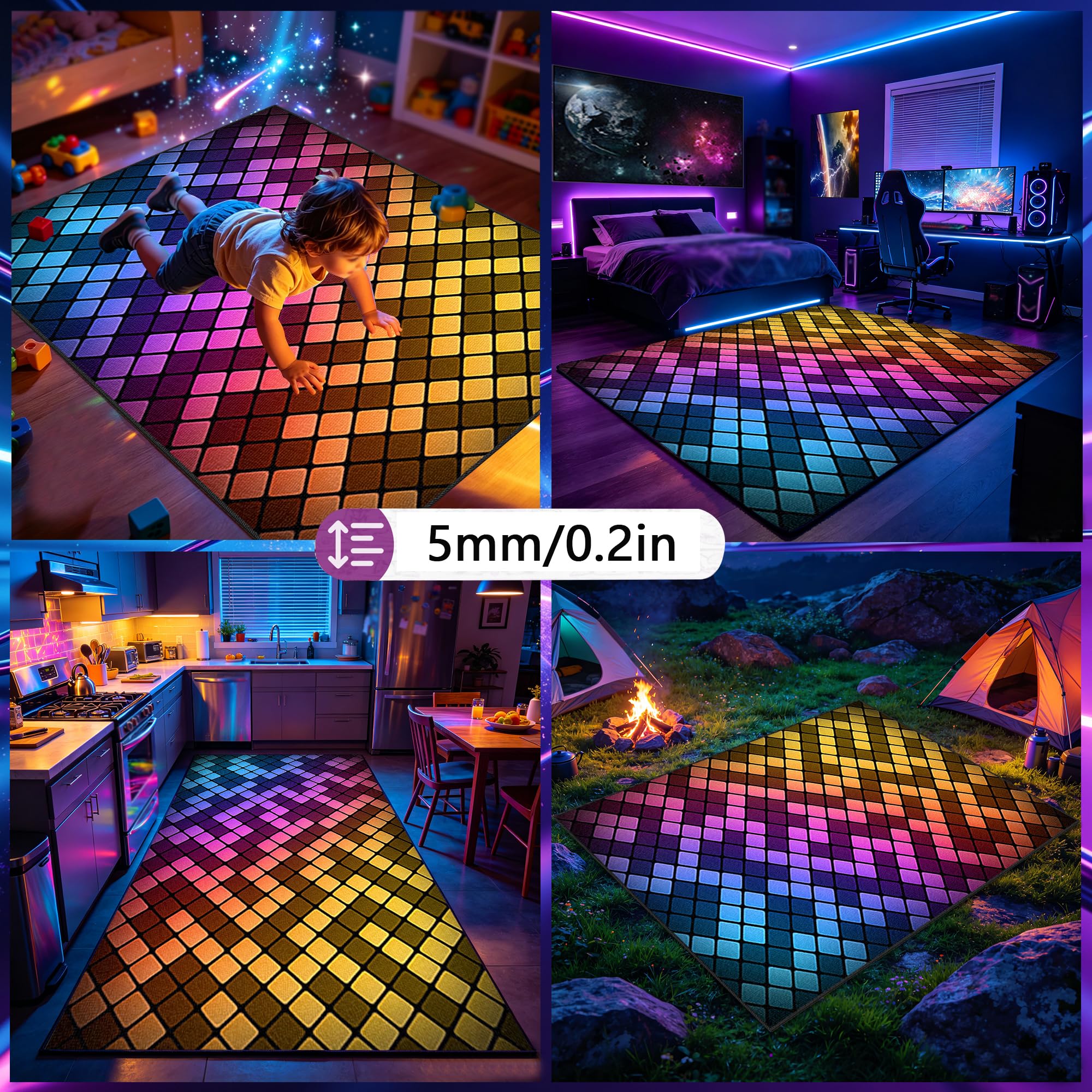 Duży dywan do sypialni dla gracza nowoczesny 3D dywan do pokoju dla graczy, dywan do pokoju gier dla młodzieży antypoślizgowy dywan z krótkim włosiem 90 x 160 cm