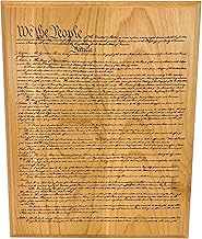 Handcrafted U.S. Founding Document Plaque – Constitution, Declaration of Independence, or Bill of Rights – 12x15 Patriotic Display – Custom Engraved (U.S. Constitution, Genuine Alder)